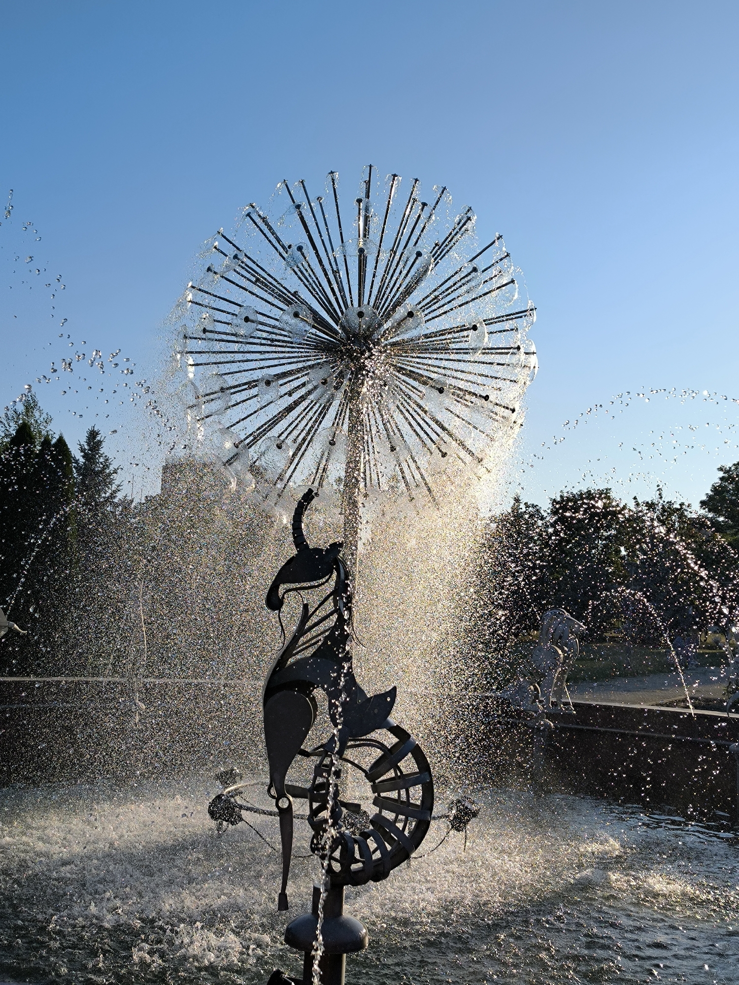 Chișinău's dandelion fountain in afternoon light