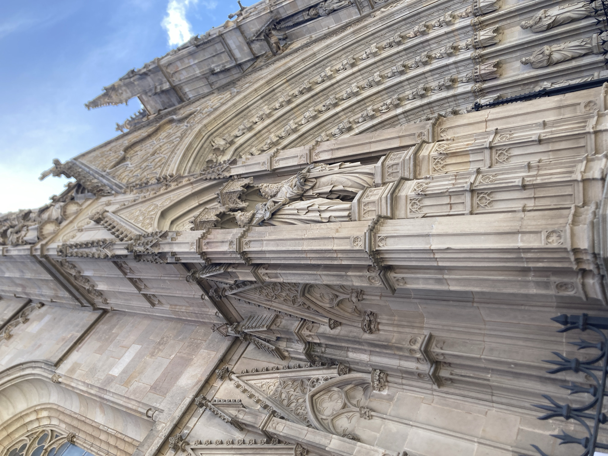 Morning at Barcelona Cathedral, Gothic Quarter details and surroundings