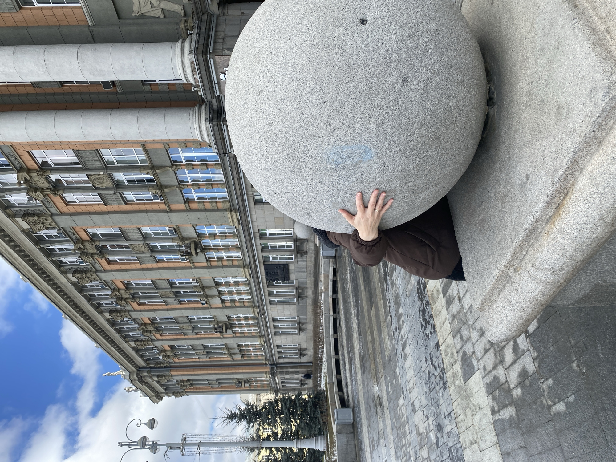 Tourist documents morning walk through central Yekaterinburg landmarks