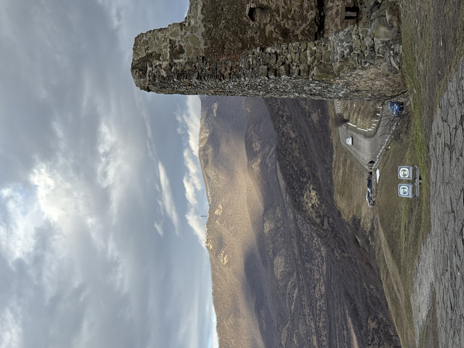 Tourists visit historic Jvari Monastery in Mtskheta, Georgia