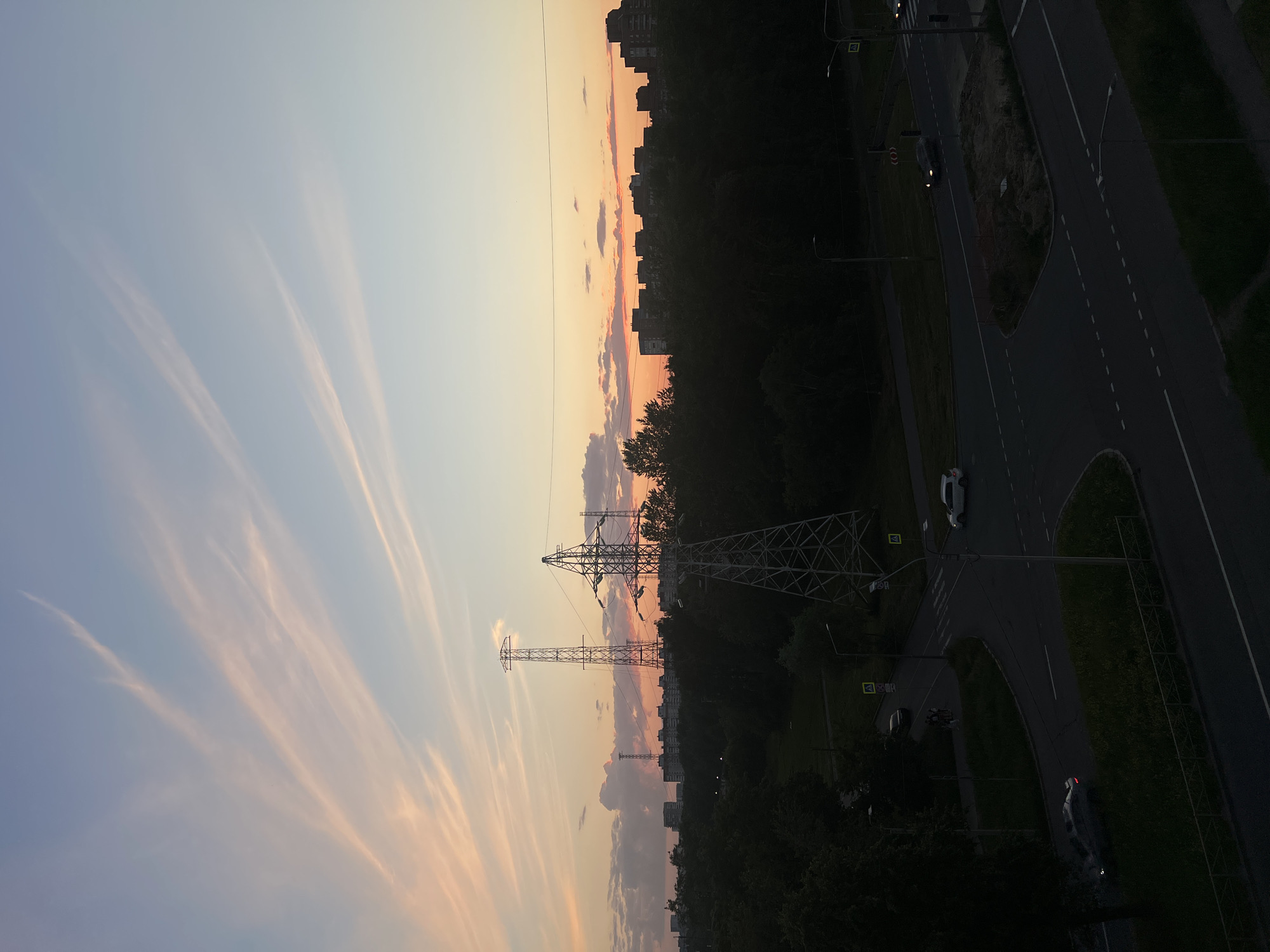 Sunset over Shushary's residential outskirts, captured from multiple angles