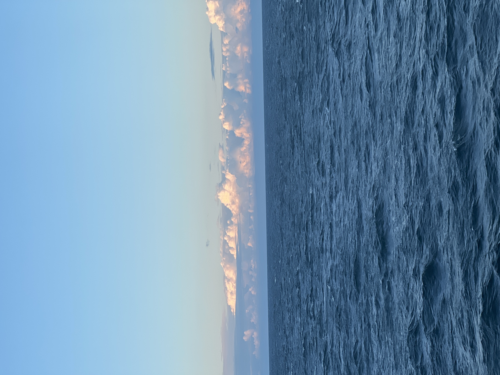 Baltic Sea at dusk, ship on the horizon