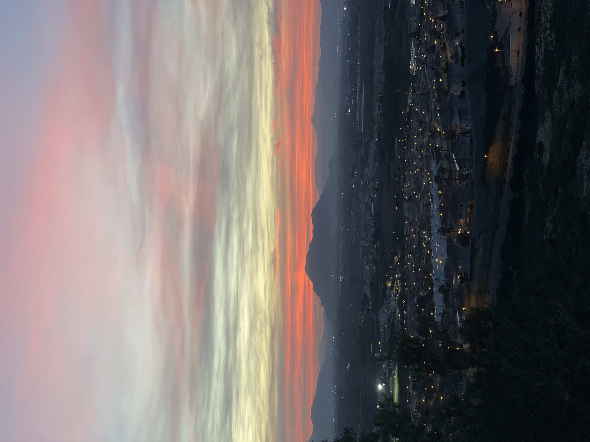 Colorful twilight sunset observed over Rojales, Spain mountains