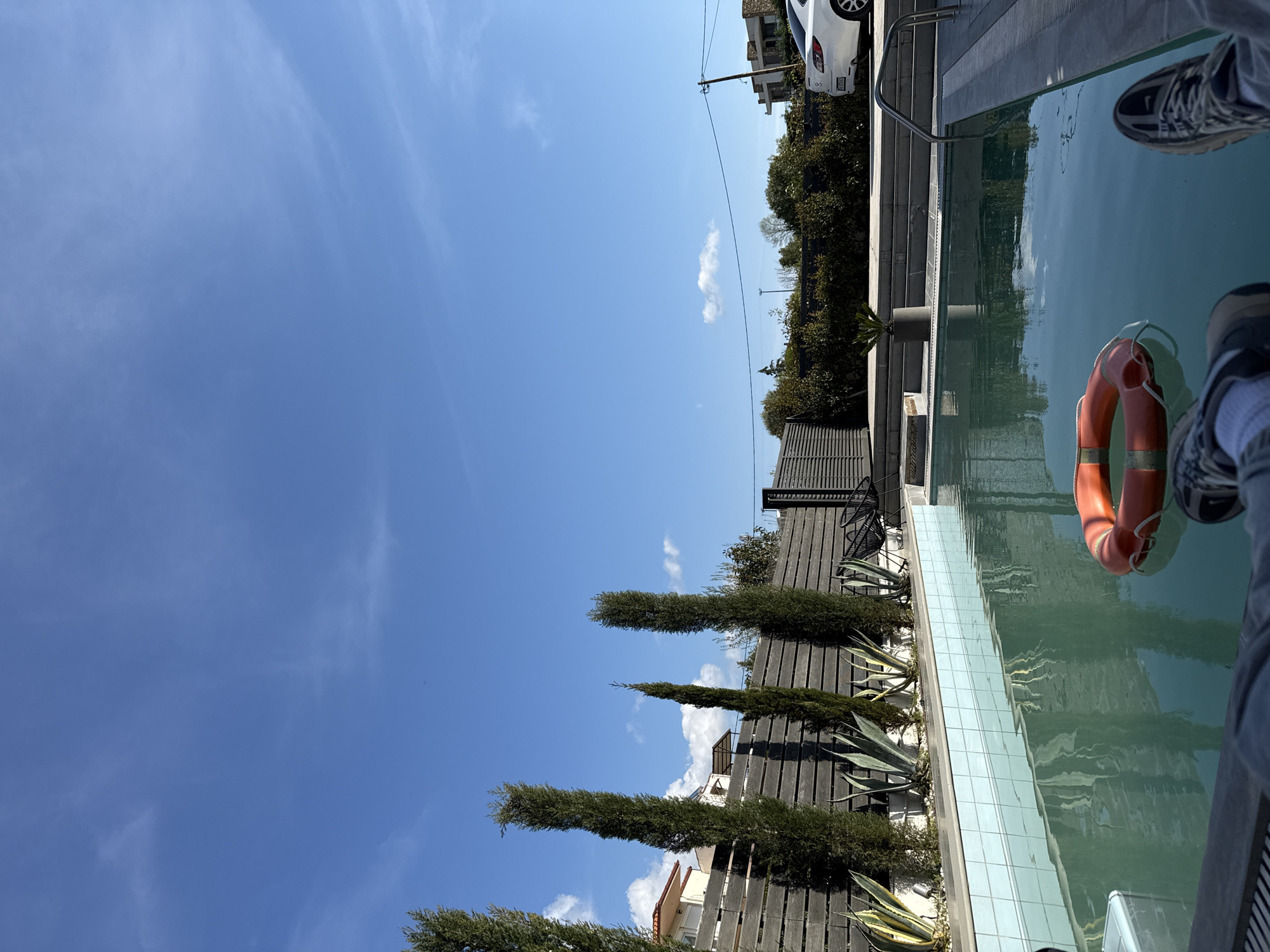 Residential pool scene captured in Kassandra, Greece