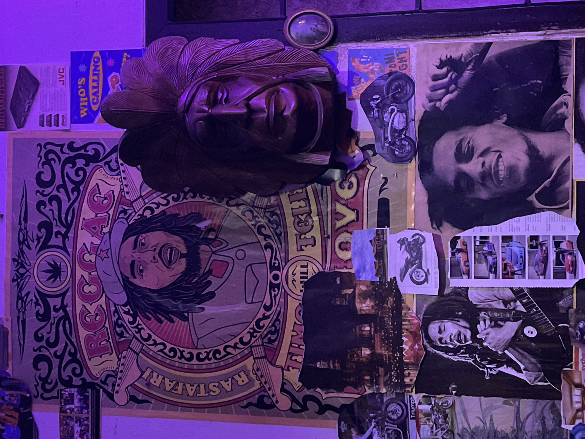 Late-night stop at a Chalong reggae bar with two bikes