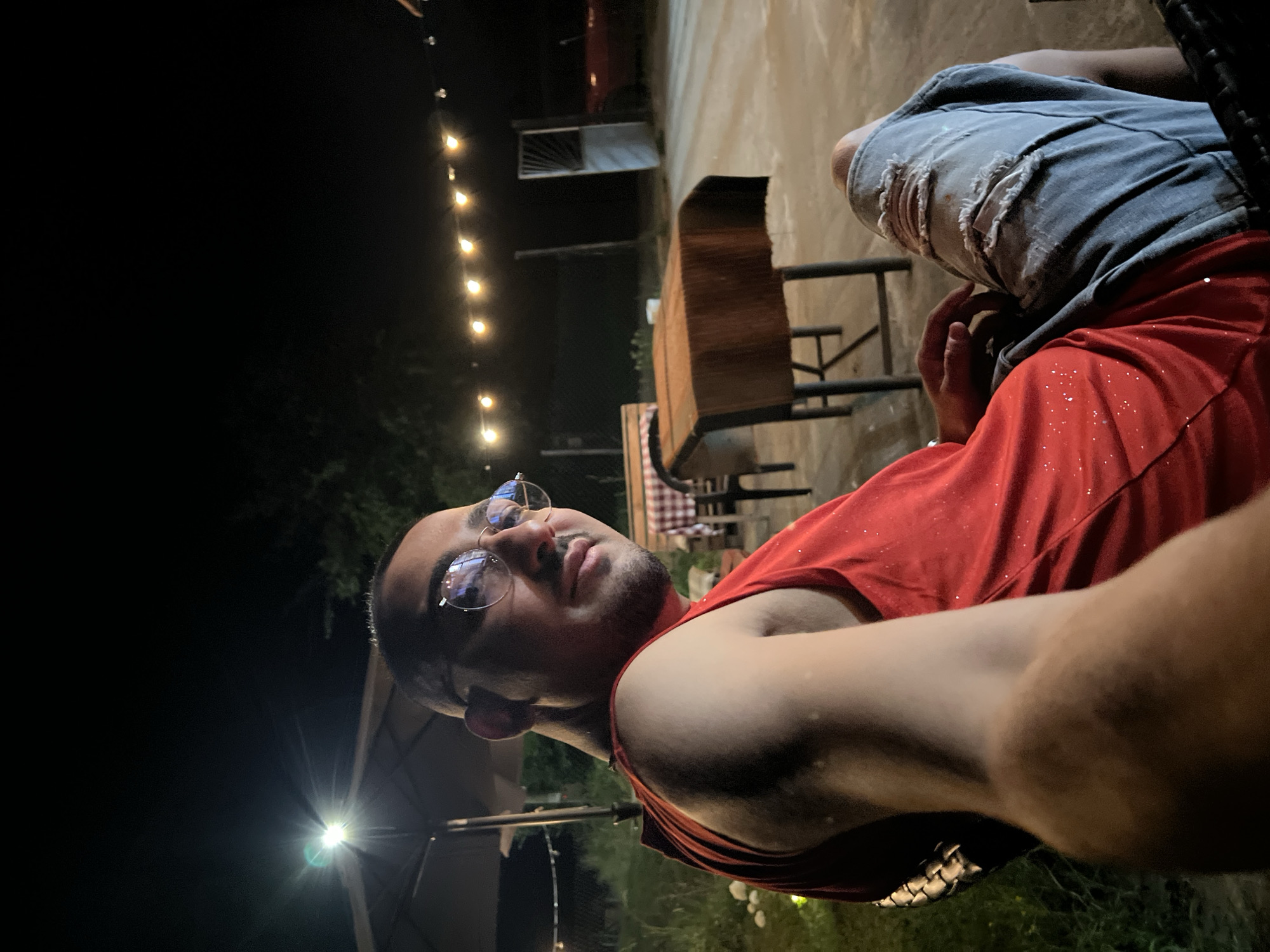 Evening hang at a lit outdoor spot in Shumata, Bulgaria