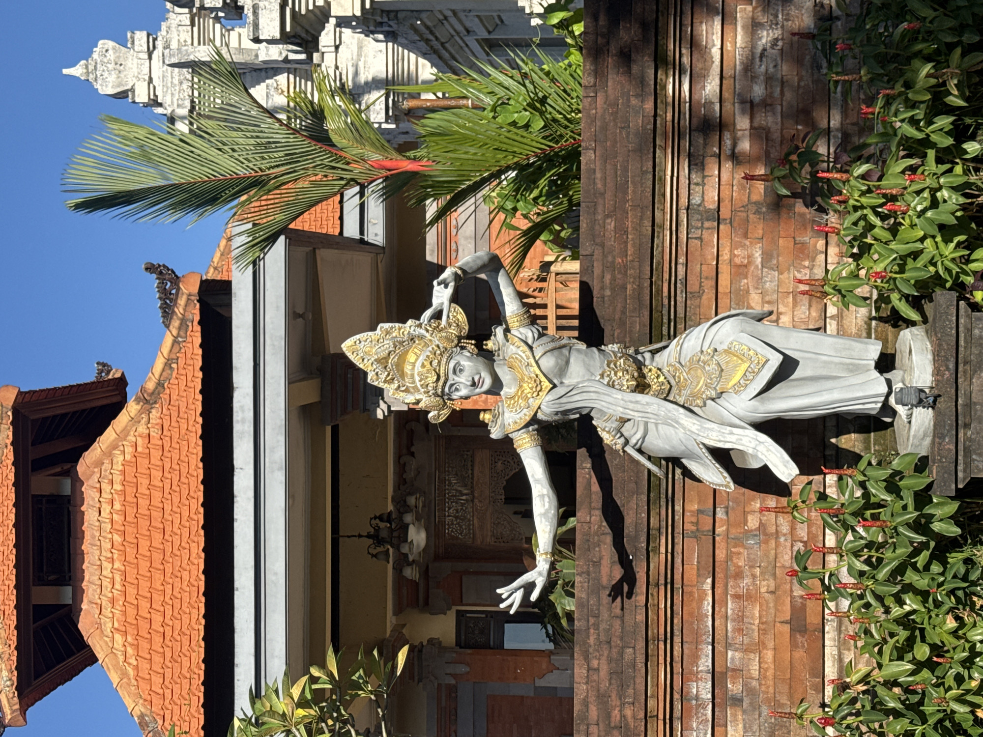 Traditional Balinese Hindu dancer statues documented in Kutuh, Indonesia