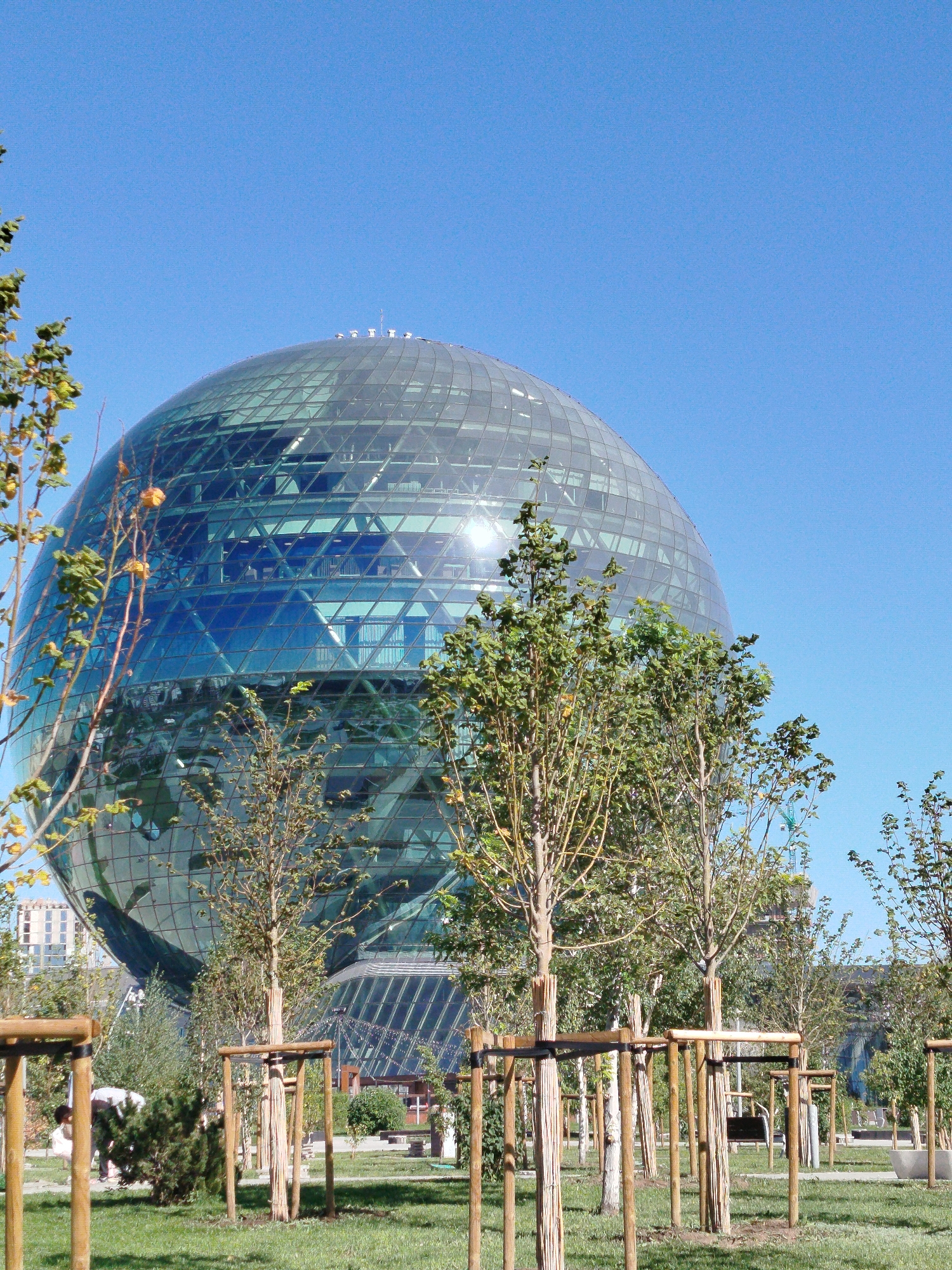 Astana's landmark architecture on a clear summer morning