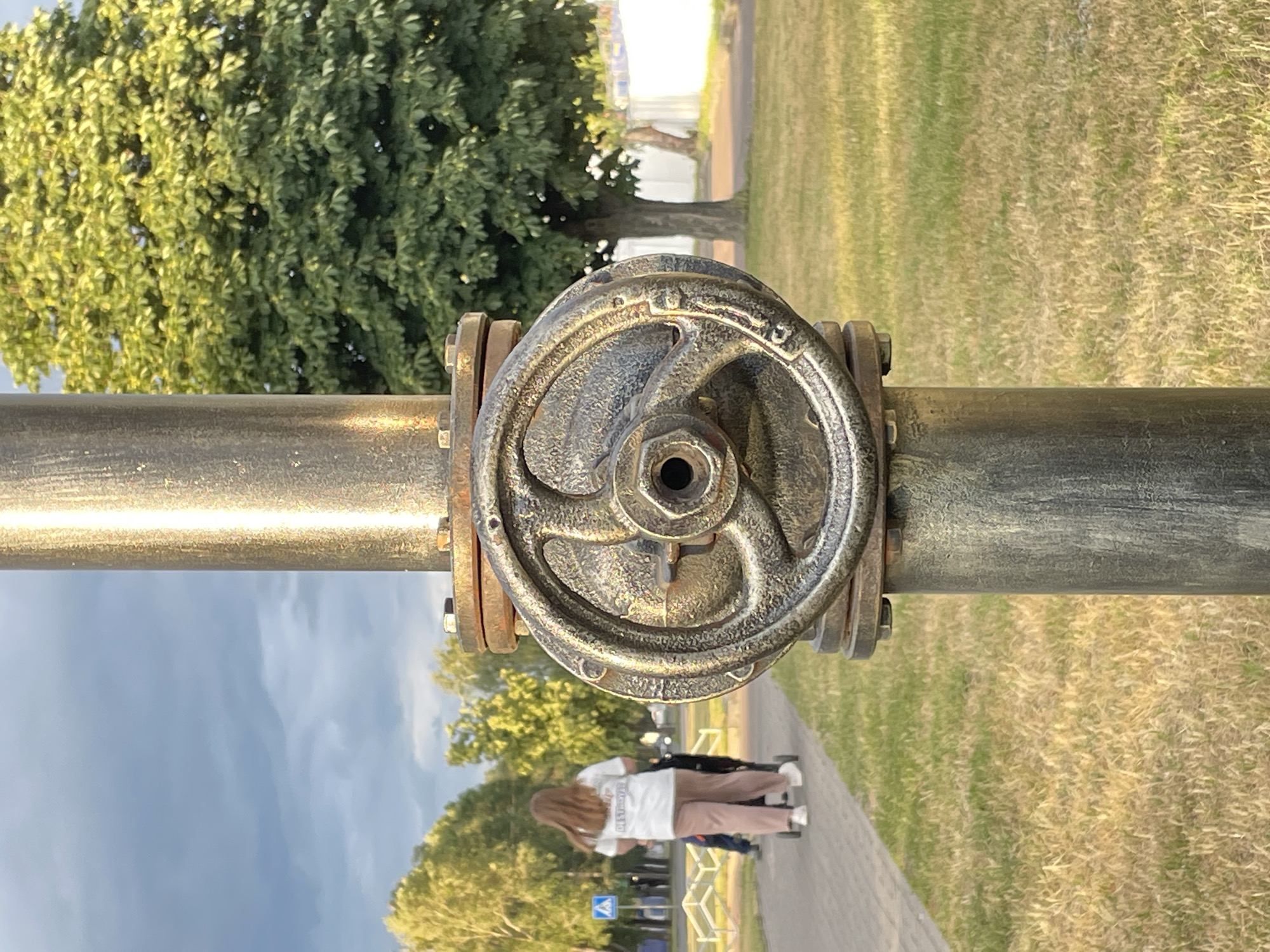 Strolling a public square in Brest, Belarus
