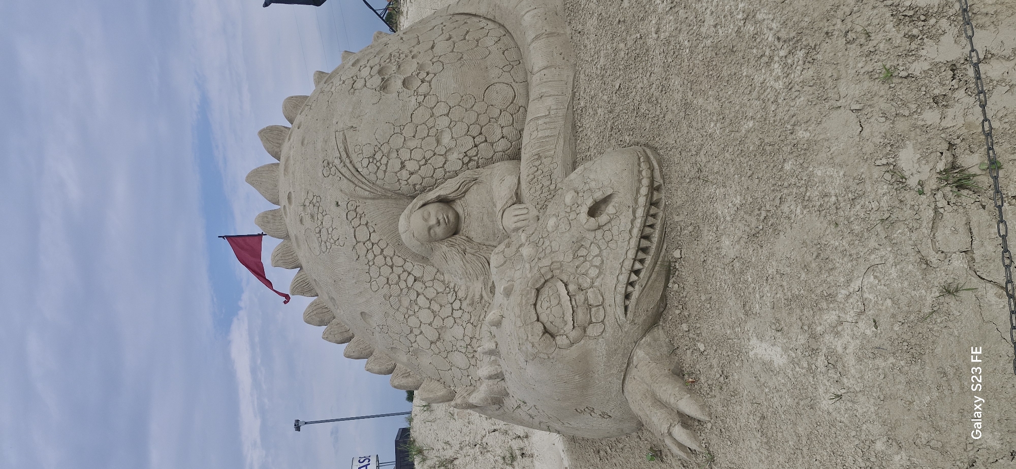 Sand sculpture festival in Jelgava spans dragons, dinosaurs, and fantasy