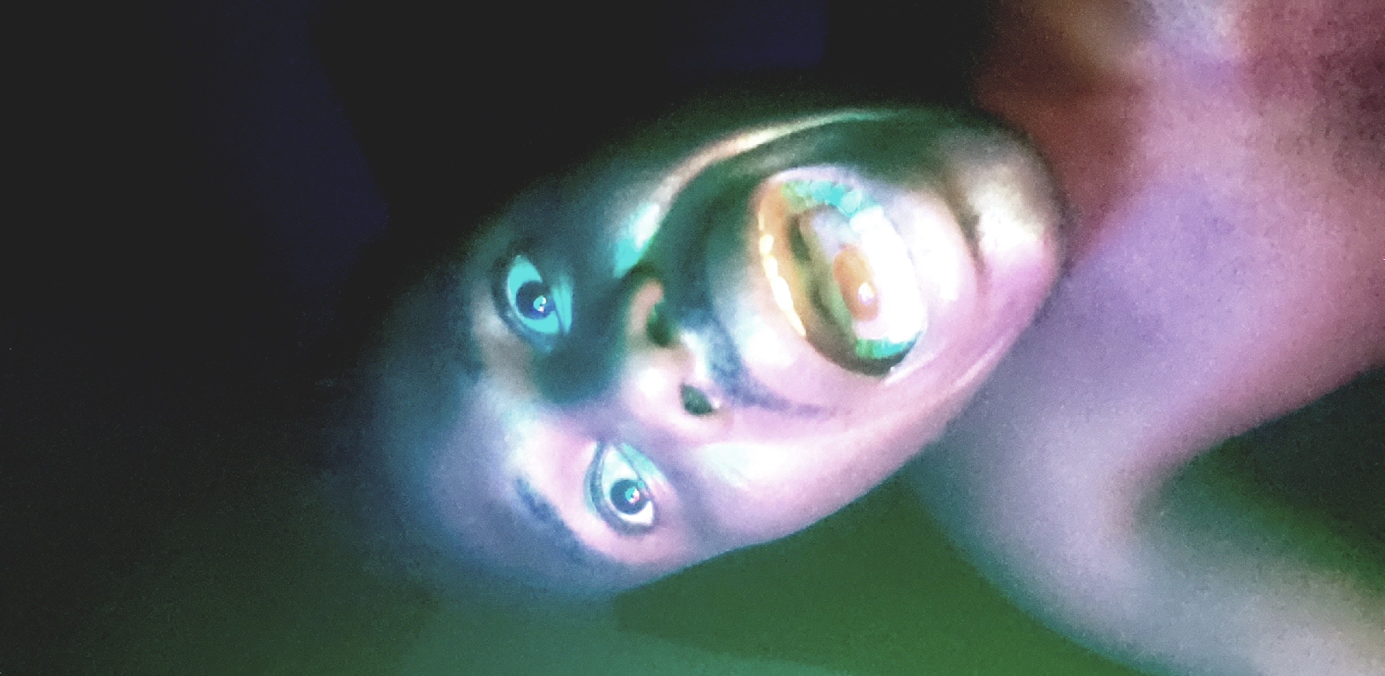 Person photographed under blue lighting in Narayi, Nigeria