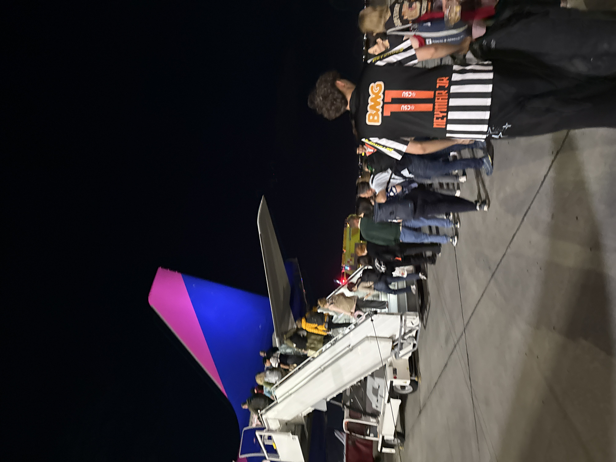 Night boarding operations at Yerevan airport for Wizz Air flight