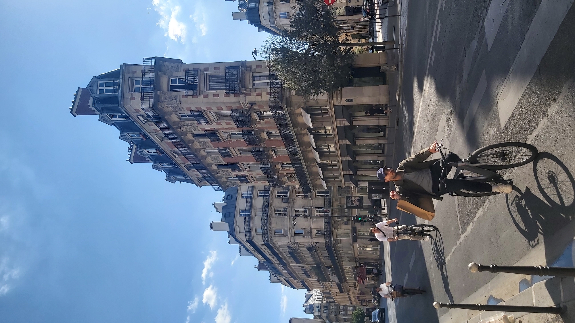 Sunny afternoon in central Paris, streets near the Bourse de Commerce