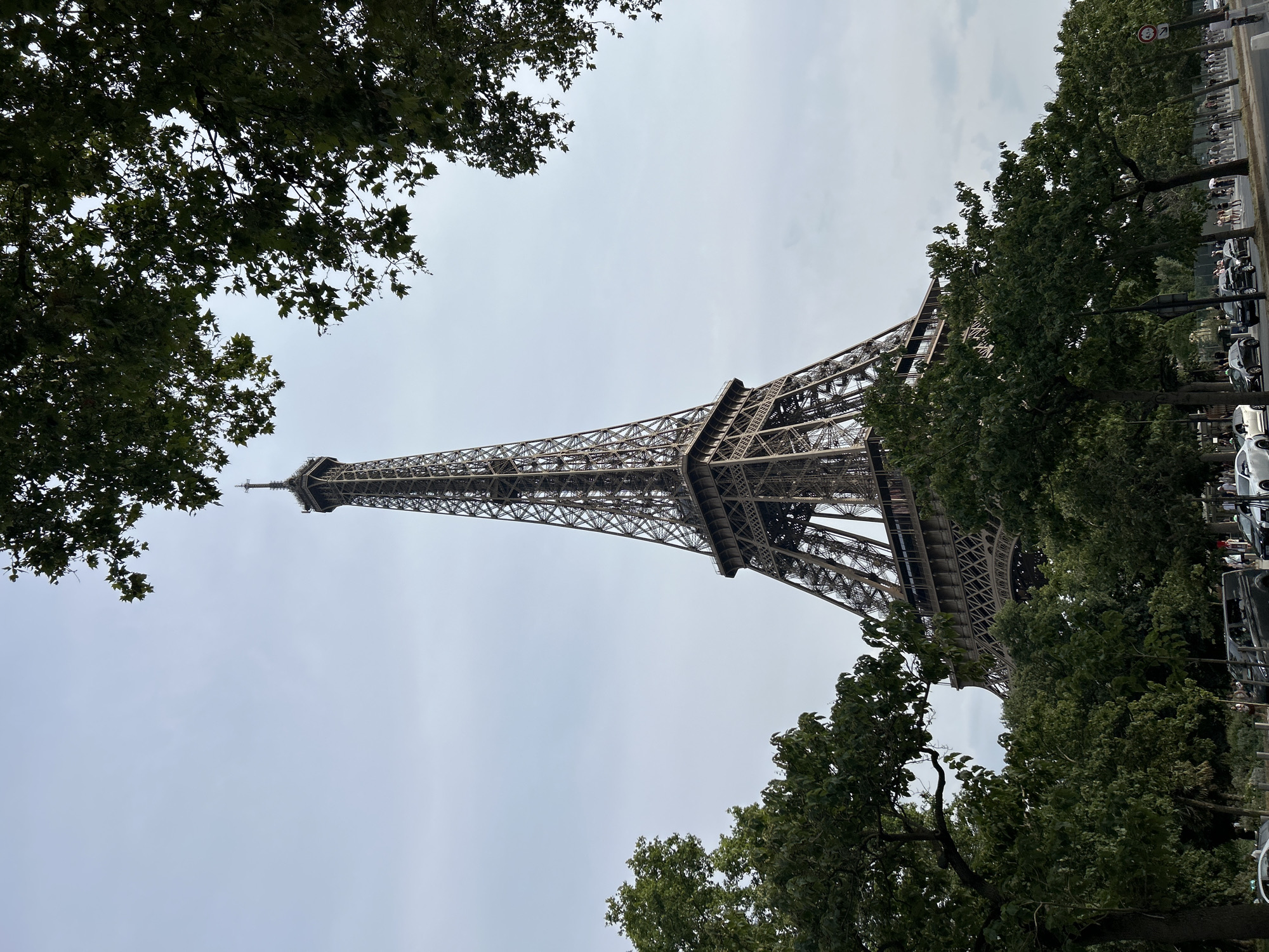 Eiffel Tower from below on Bastille Day