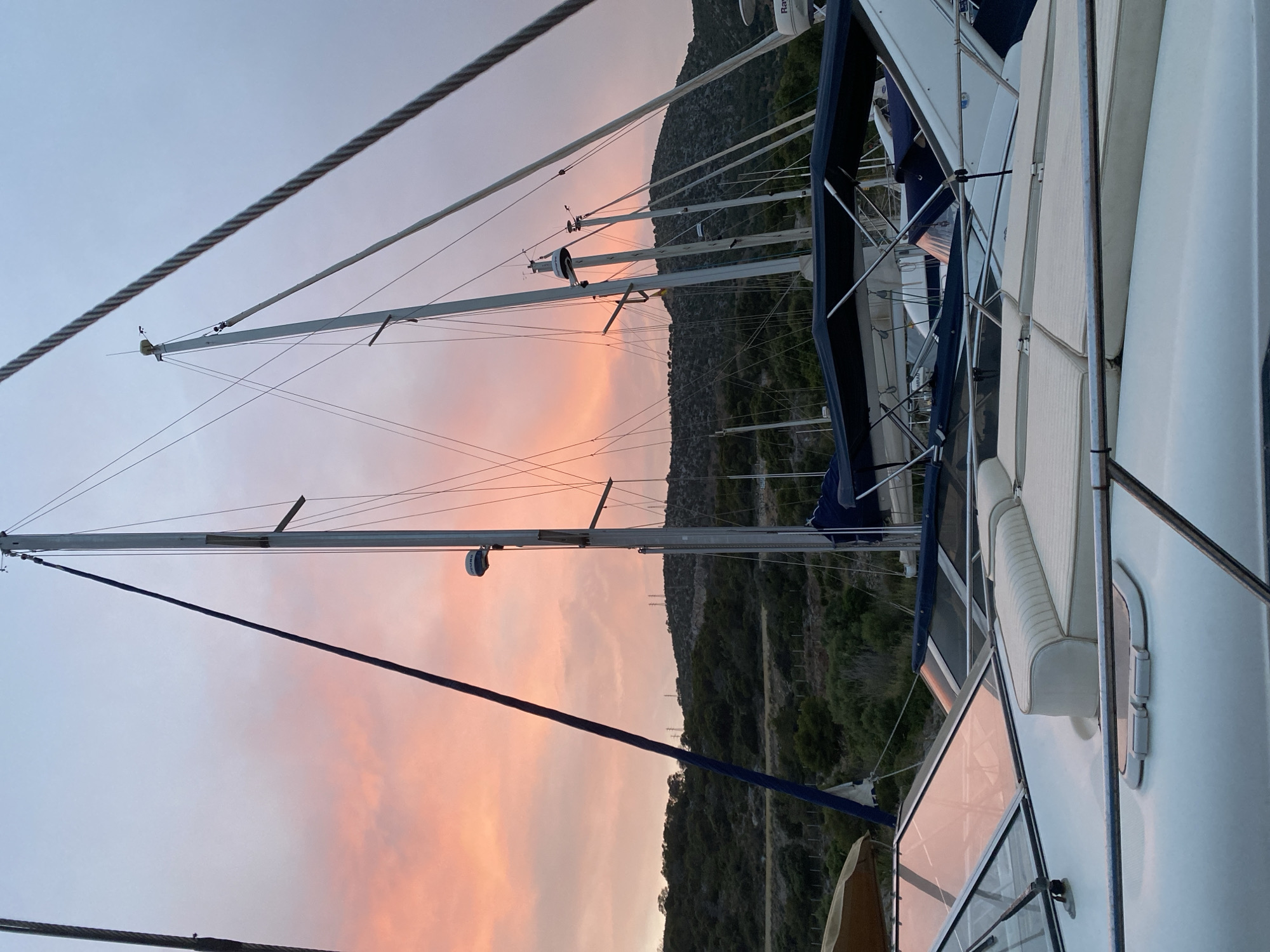 Evening marina scene captured in Sitges, Spain harbor