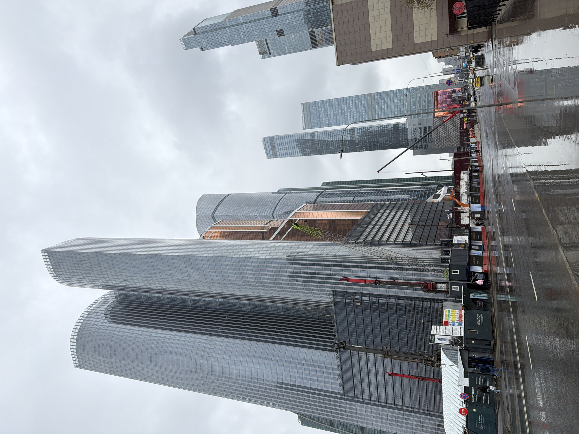 Moscow skyline photographed under cloudy skies Thursday morning