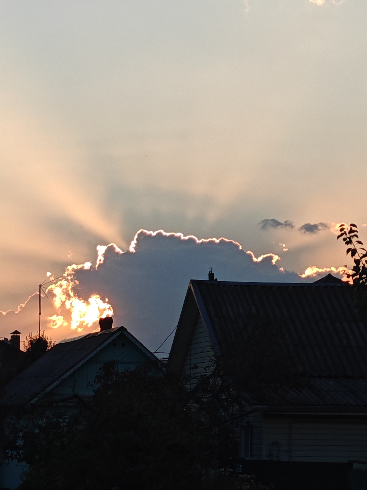 Sunset to moonrise over Homyel rooftops, Belarus