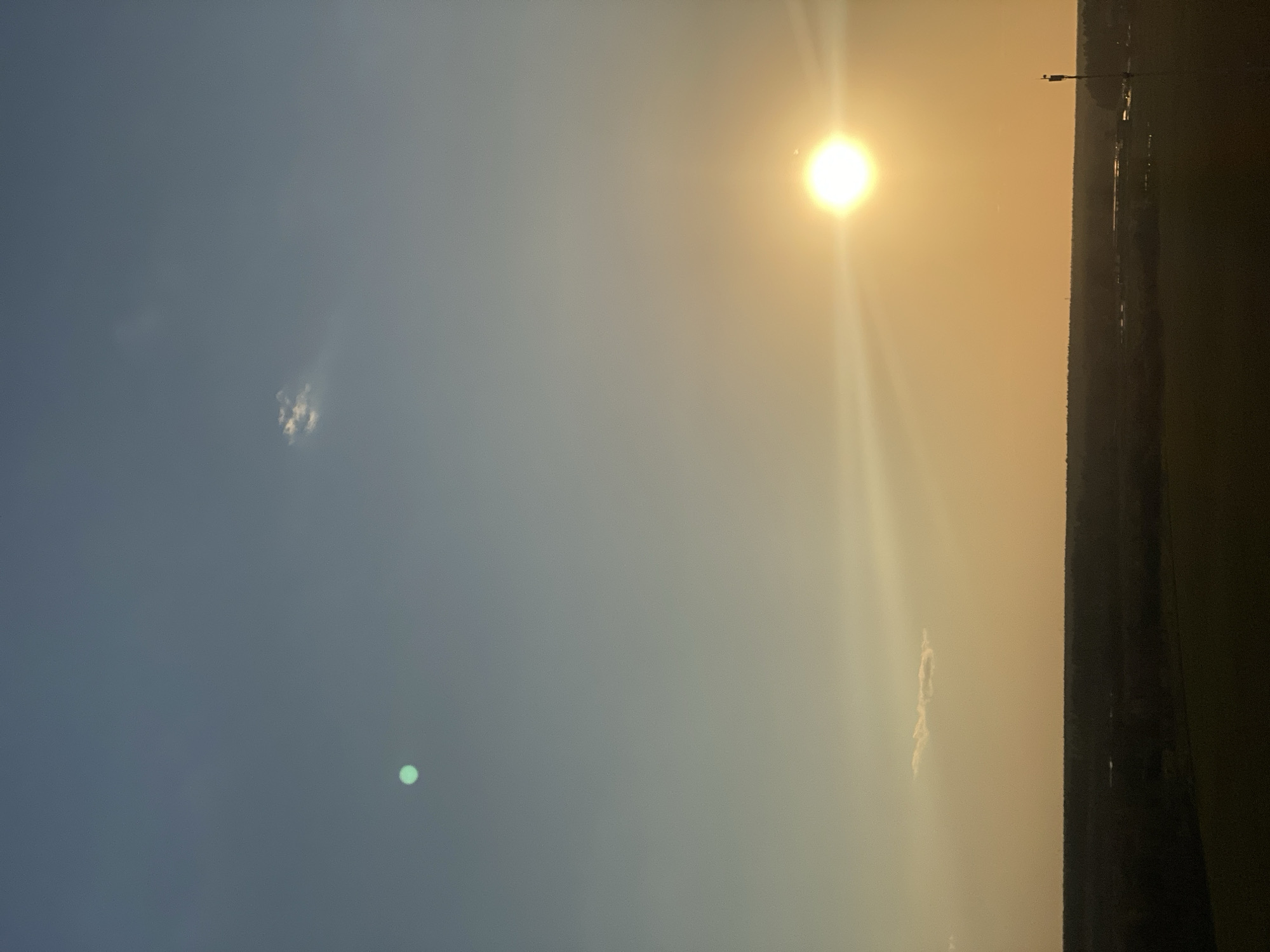 Sunset observed with blue-to-orange sky transition and visible treeline