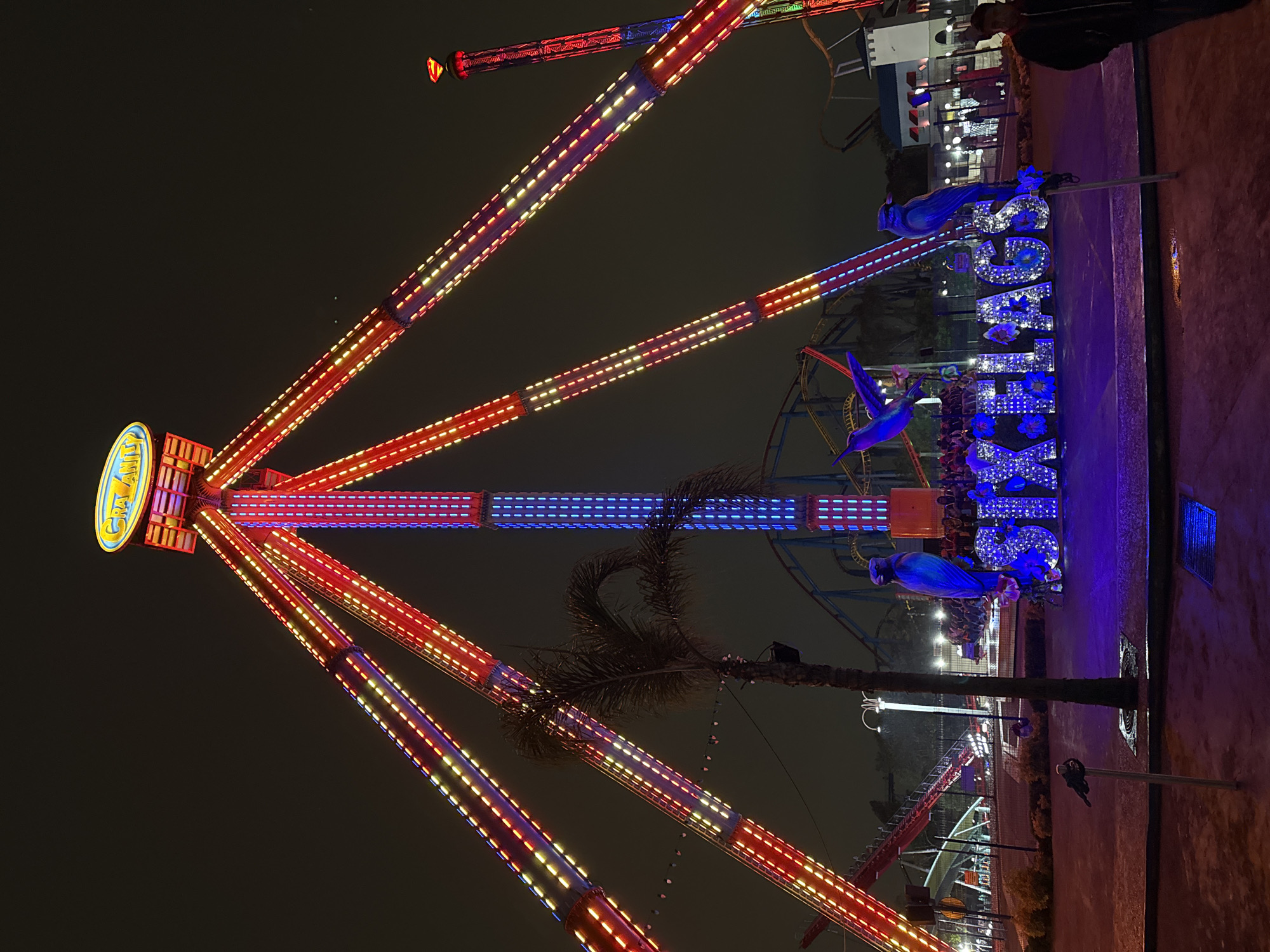 Late night activity at Six Flags Mexico theme park