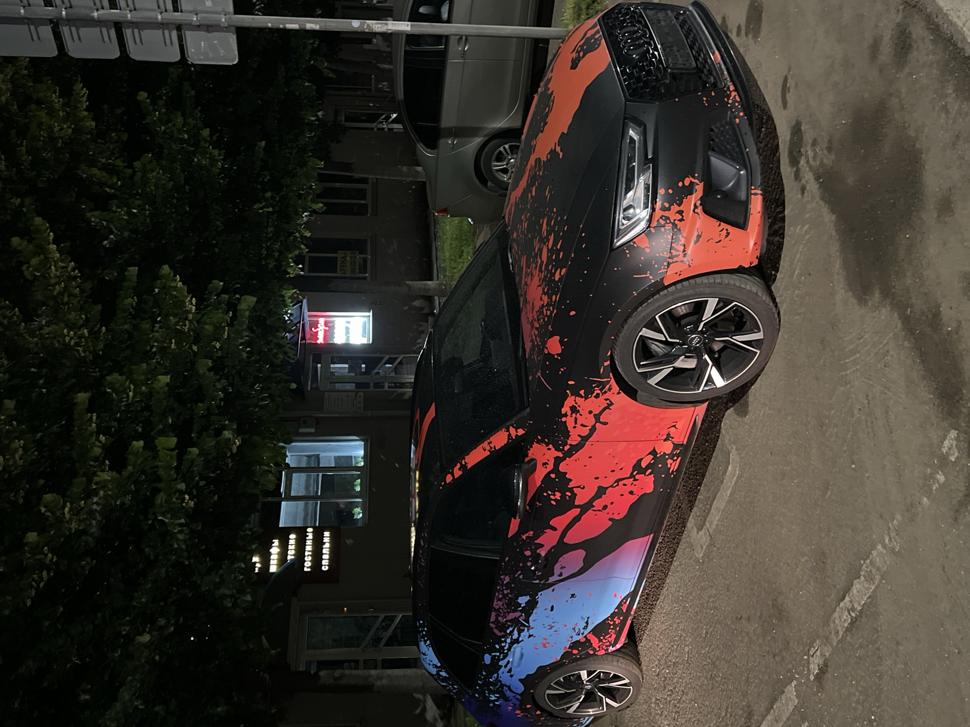 Custom-painted Audi showcased around Krasnodar streets at night