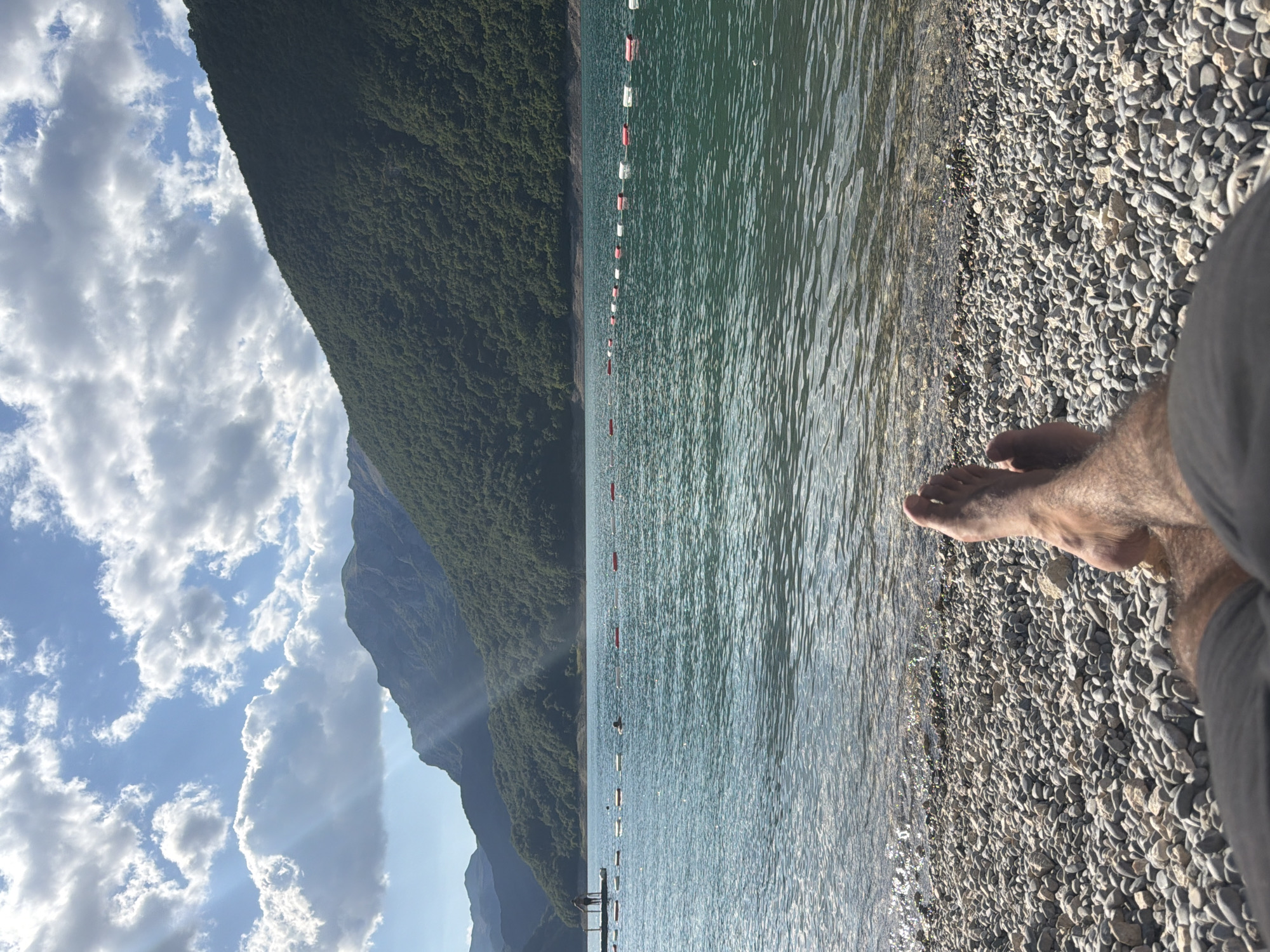Lazy afternoon at a crystal-clear Montenegrin lake