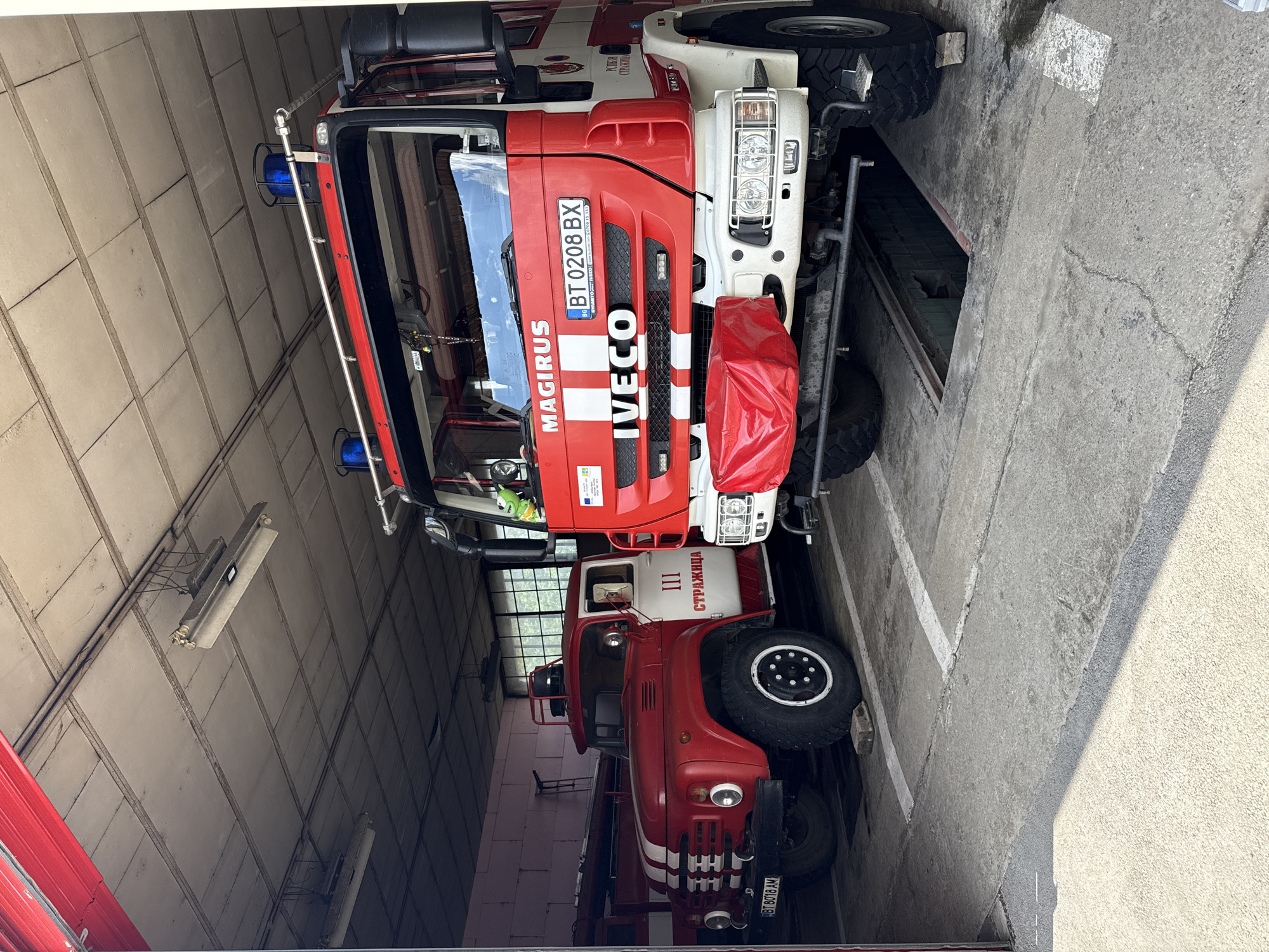 Fire trucks and commercial vehicles spotted in Strazhitsa, Bulgaria
