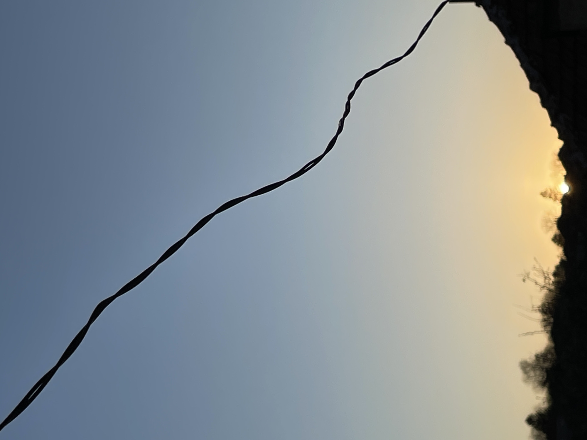 Sky transition captured with wire silhouette in Oryahovo, Bulgaria