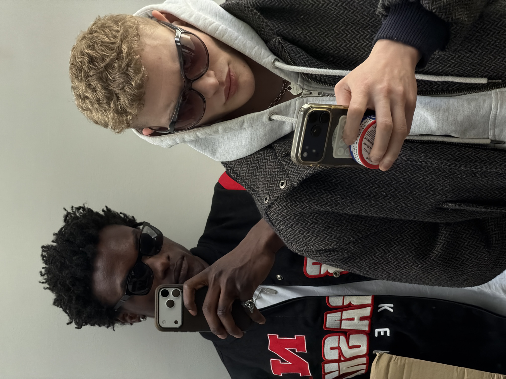 Two friends take mirror selfies, share meal in London apartment