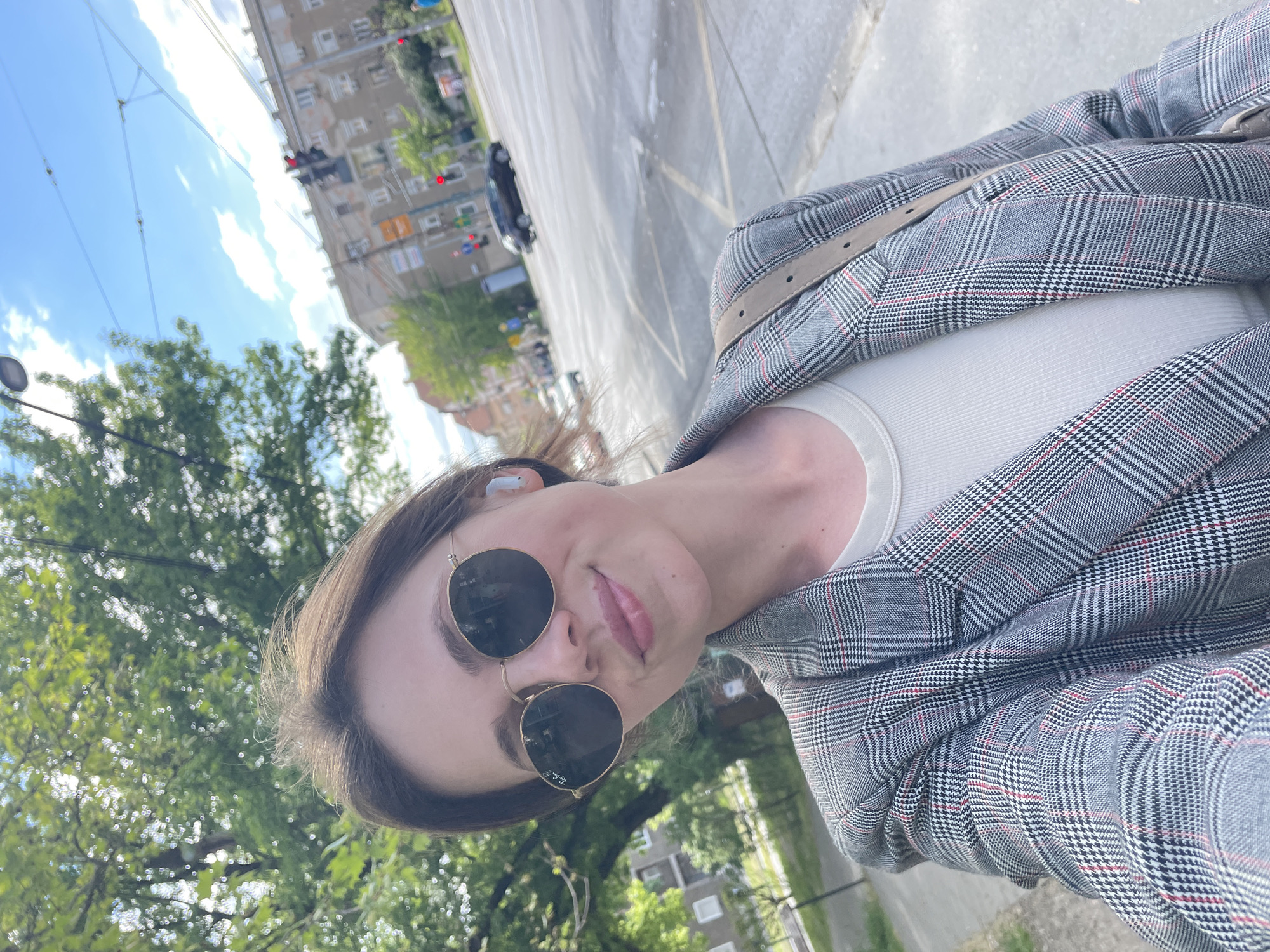 Tourist captures selfies and street views in Budapest