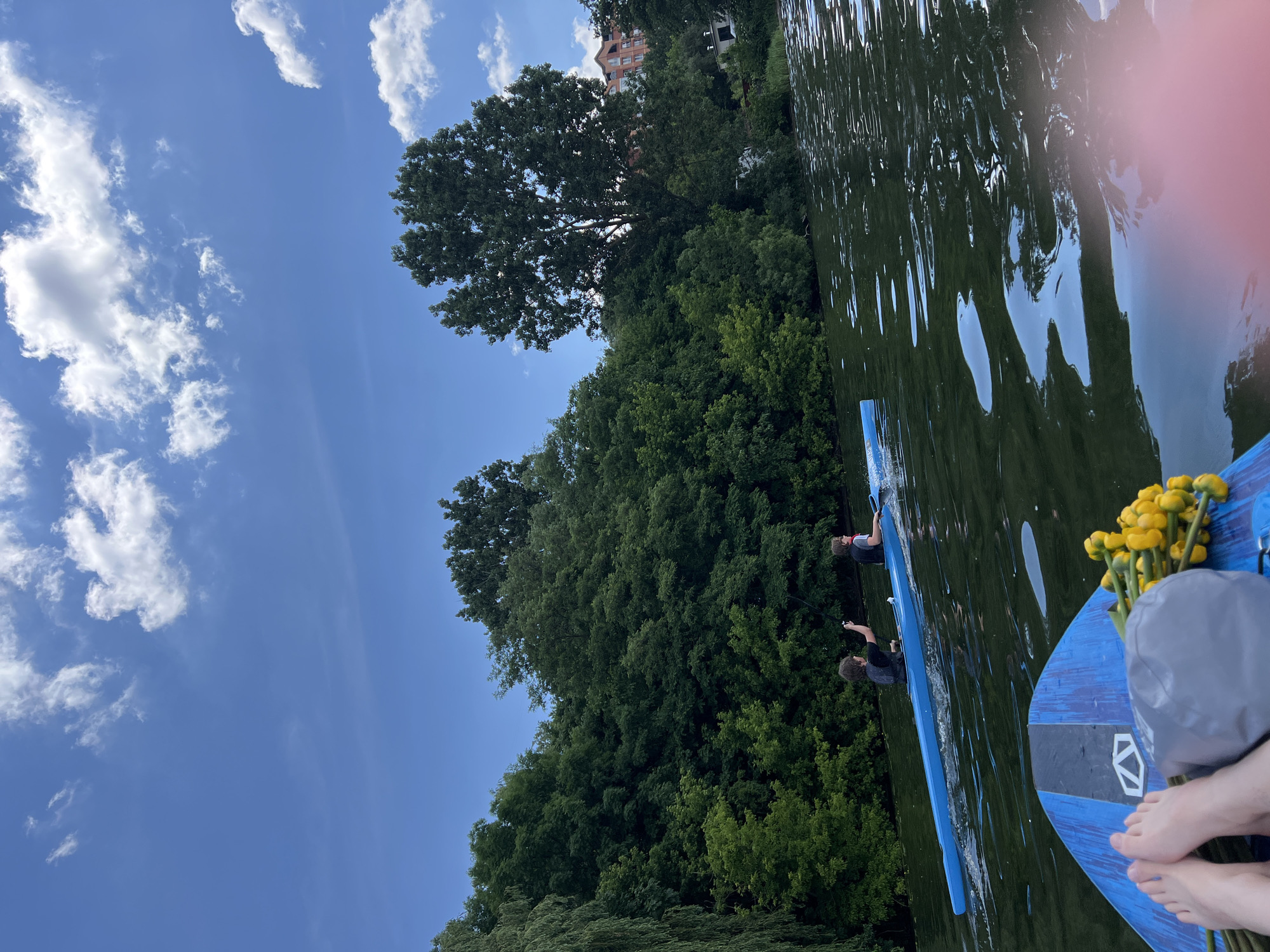 Paddleboarding group enjoys morning recreation on Ternopil lake