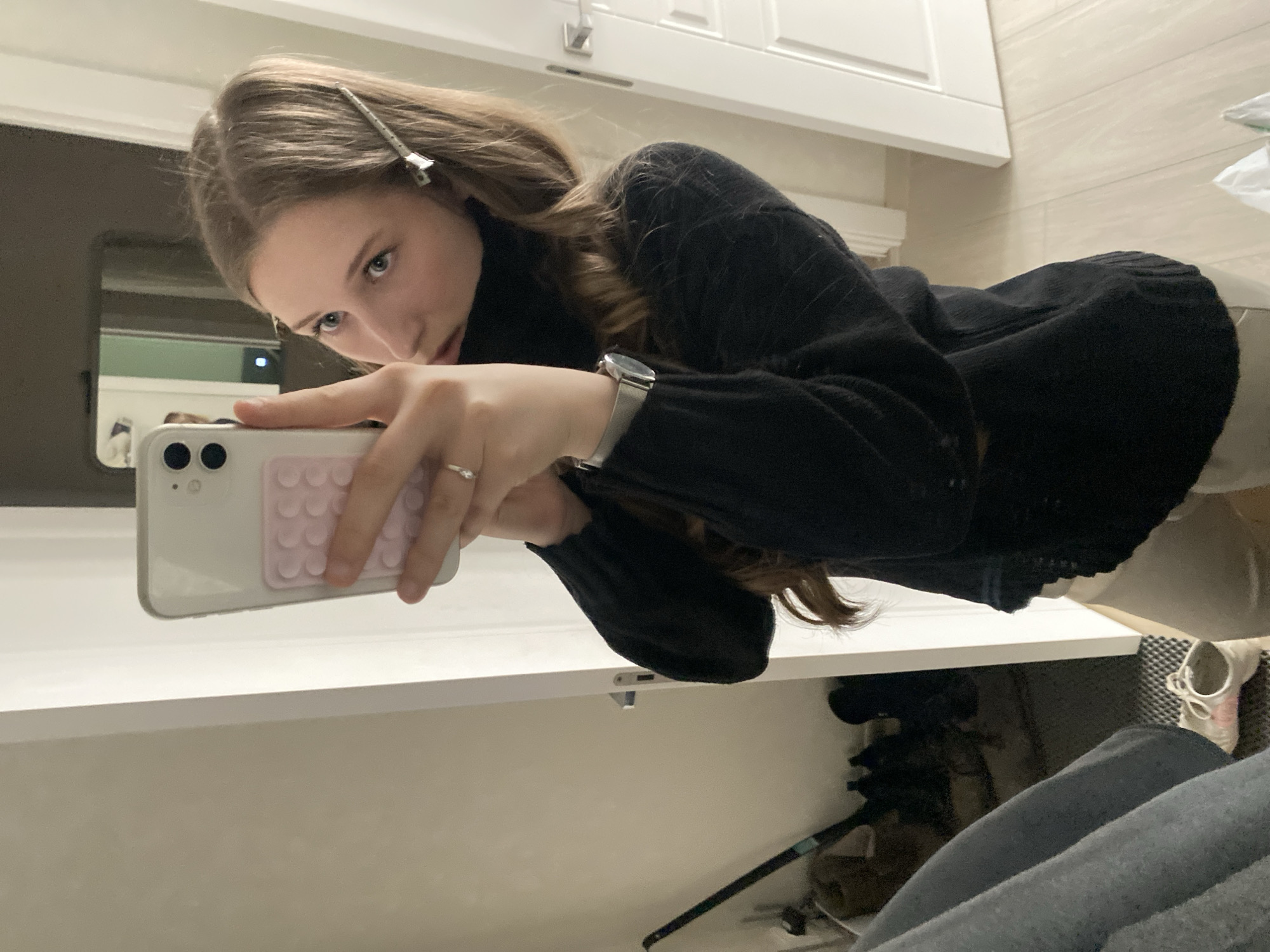 Woman takes bathroom selfies in Kazan, Russia