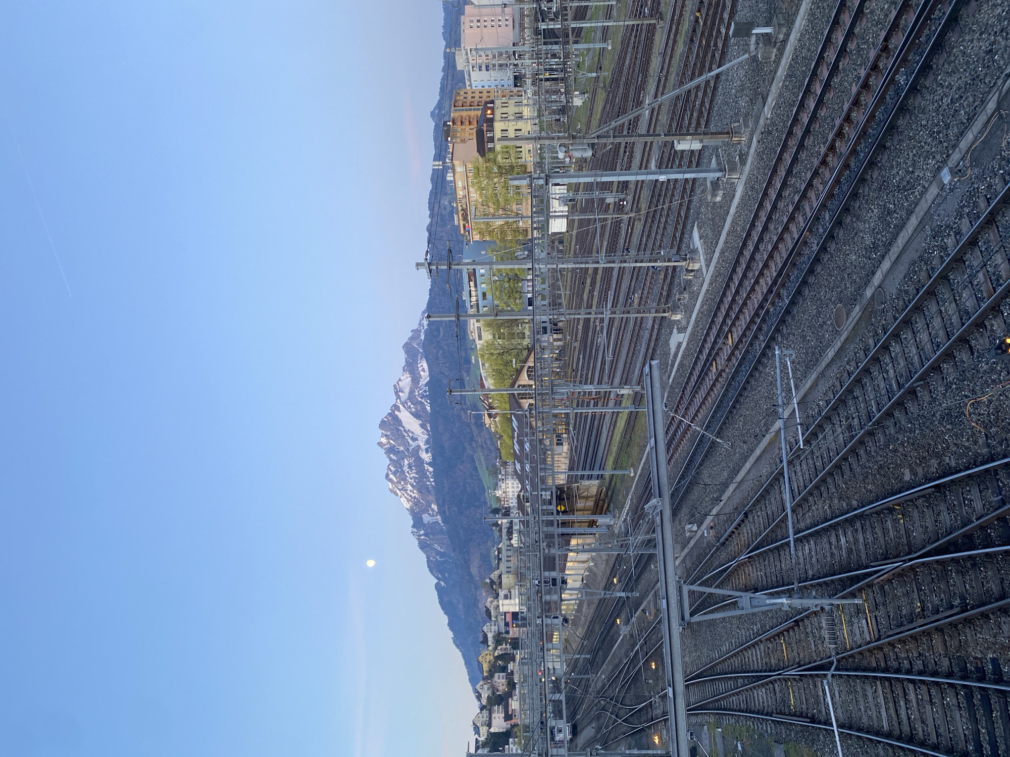 Early morning railway infrastructure documented in Lucerne, Switzerland