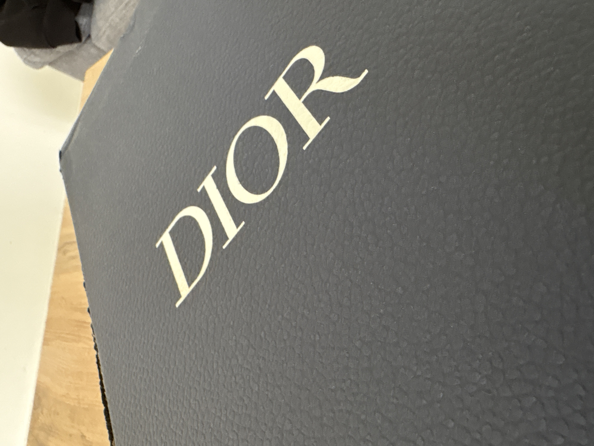 Luxury Dior packaging photographed in Bulgarian town