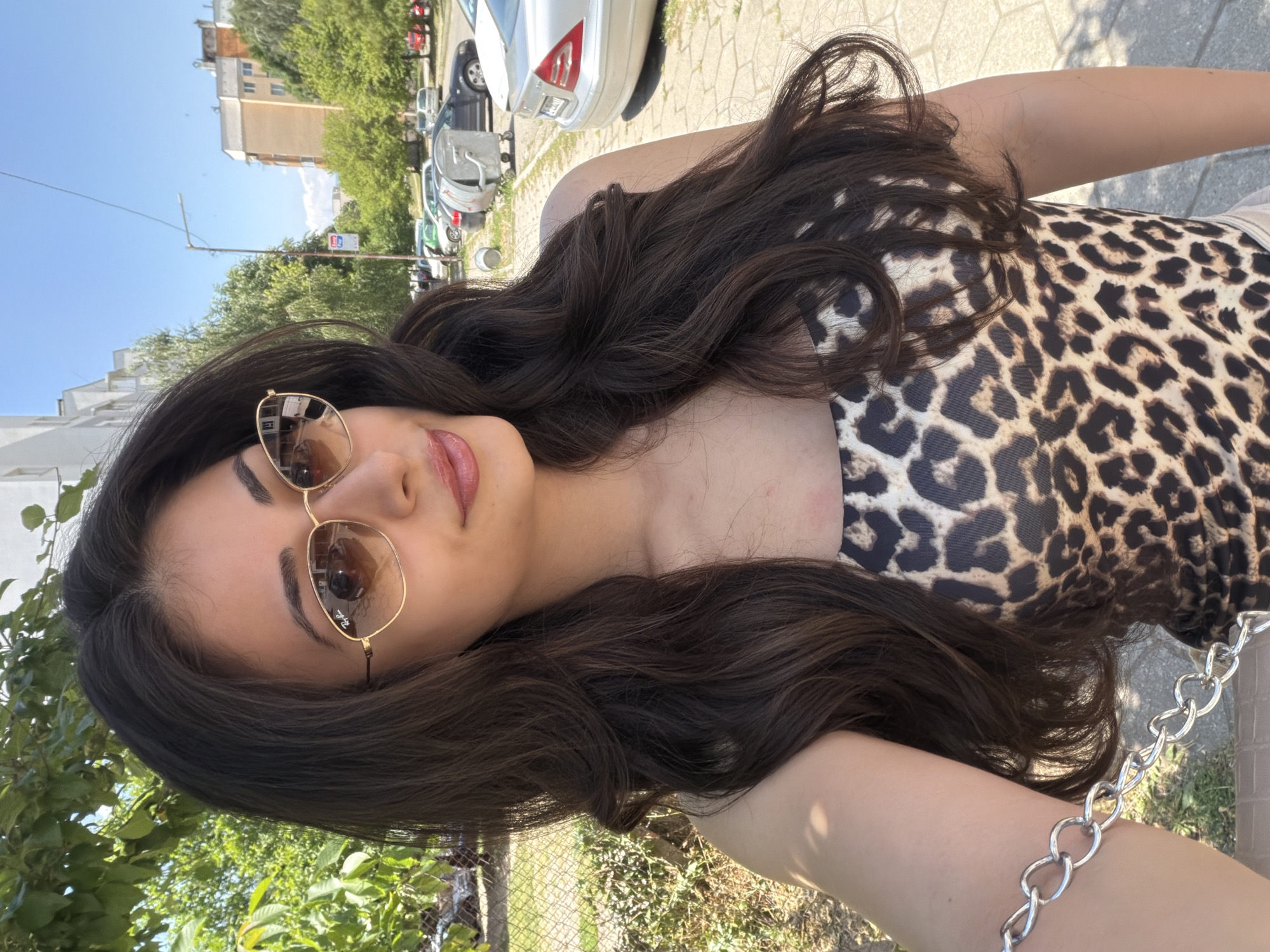 Woman in leopard print photographed in Blagoevgrad, Bulgaria