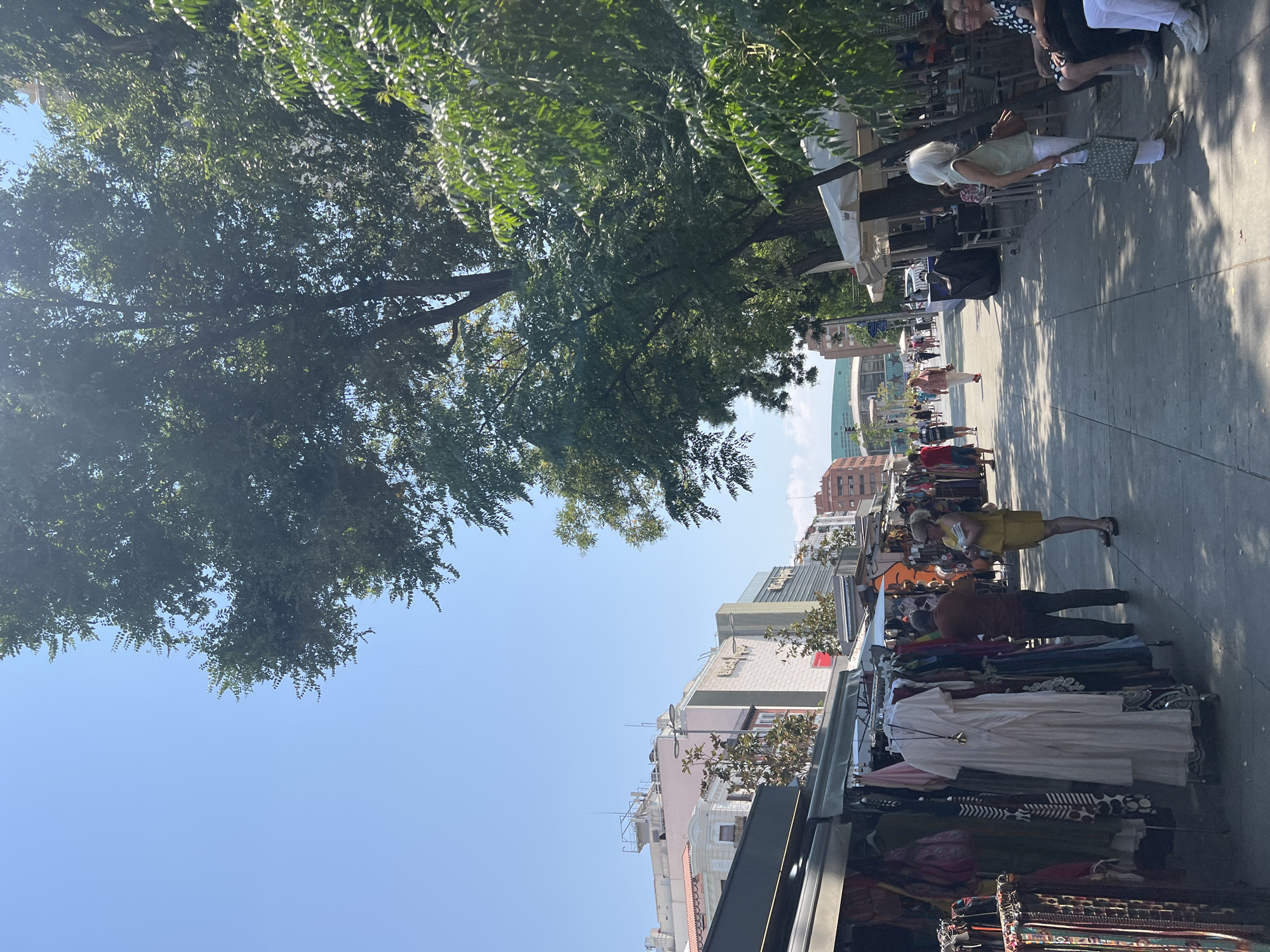 Street art, sculptures, and sunny plazas in central Madrid