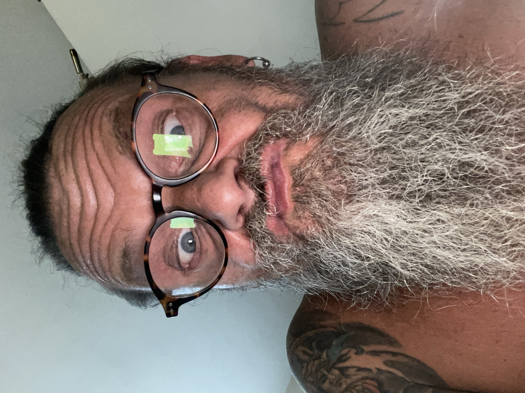 Selfie series in Netanya featuring a long grey beard and glasses