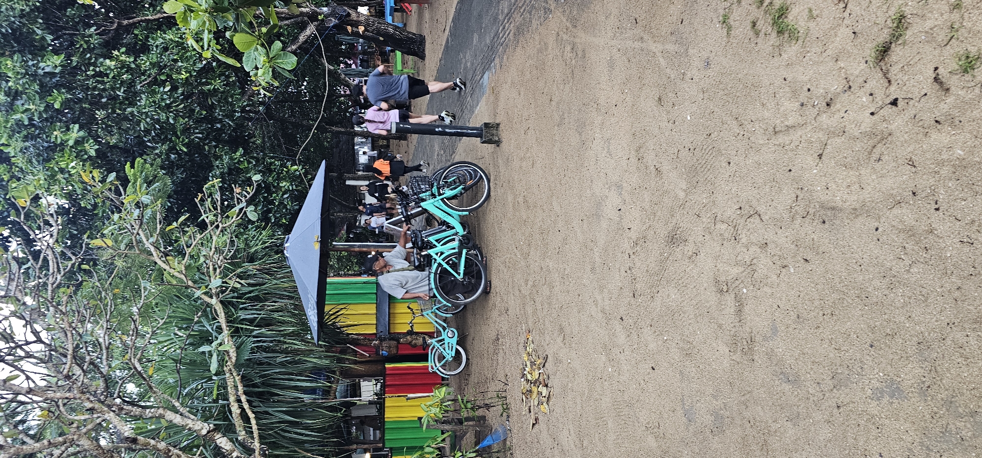 Evening beach life documented in Denpasar, Indonesia