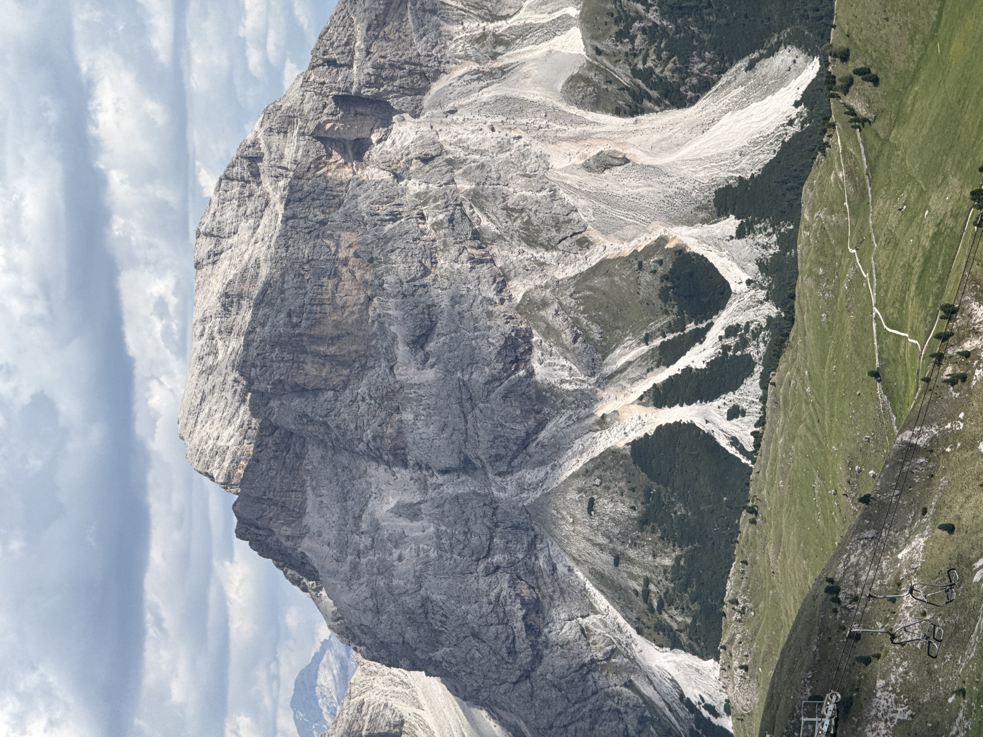 Alpine meadows and Dolomite peaks in full summer bloom