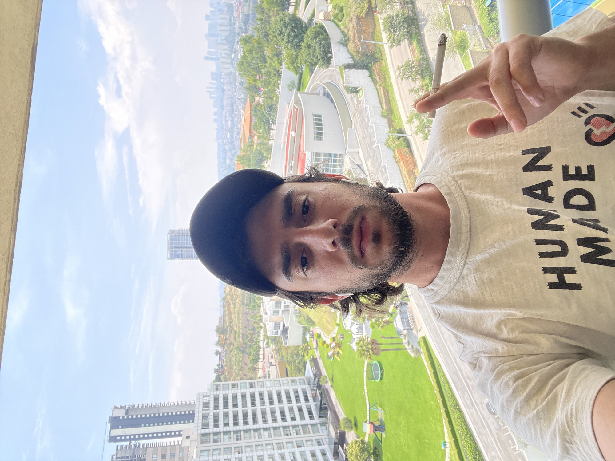 Man takes selfies while smoking in Huixquilucan, Mexico