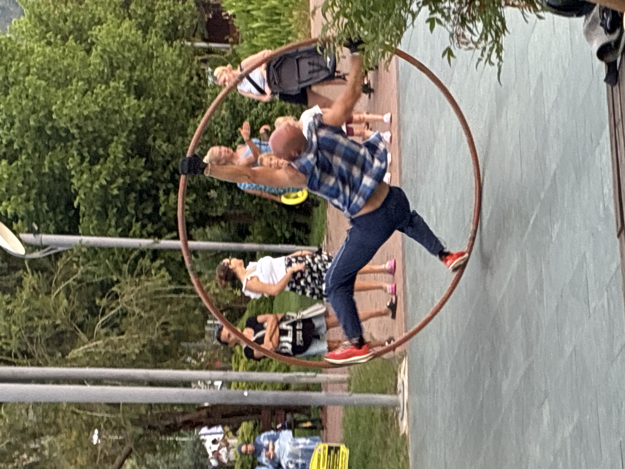Cyr wheel performance and sunset scenes along Alanya's waterfront