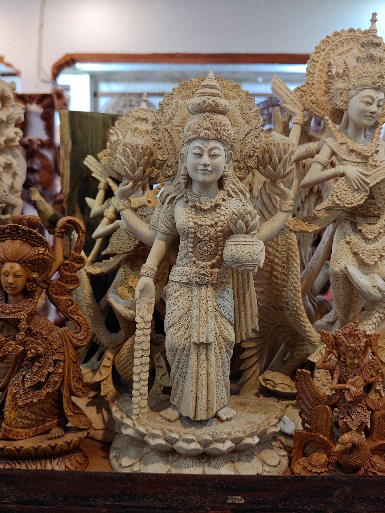 Wooden sculpture collection documented at Kediri, Indonesia workshop
