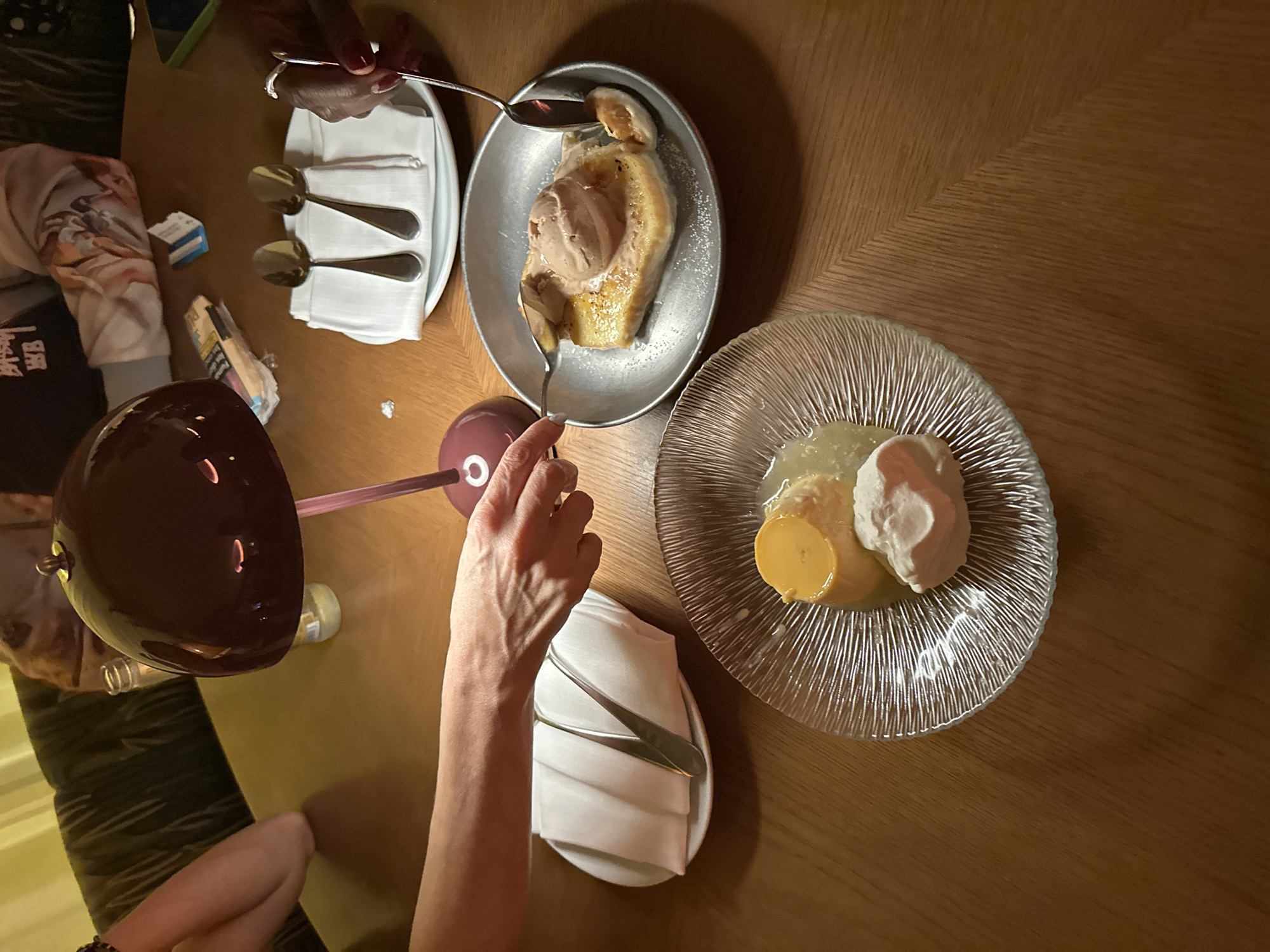 Evening dessert service documented at Ibiza restaurant
