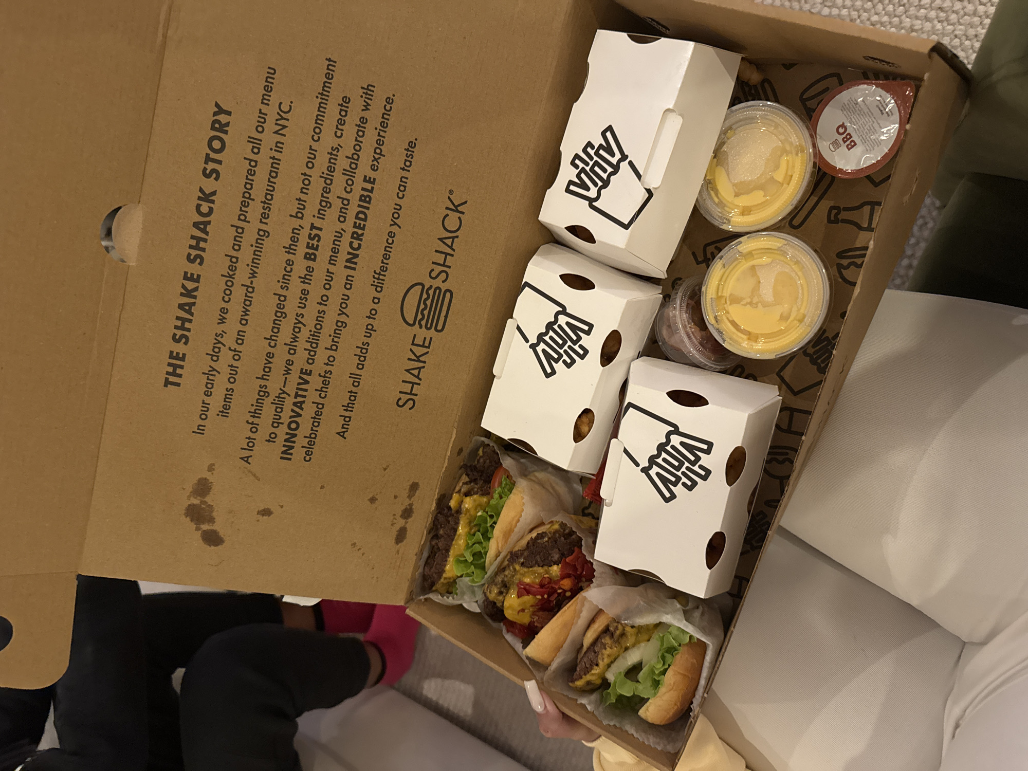 Shake Shack delivery documented in London evening