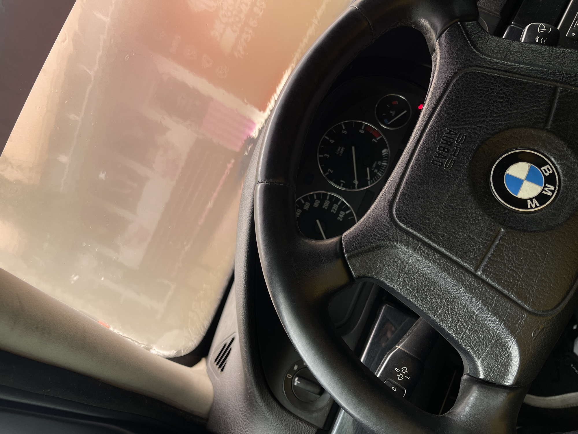 BMW interior documented from driver's seat in Bender, Moldova