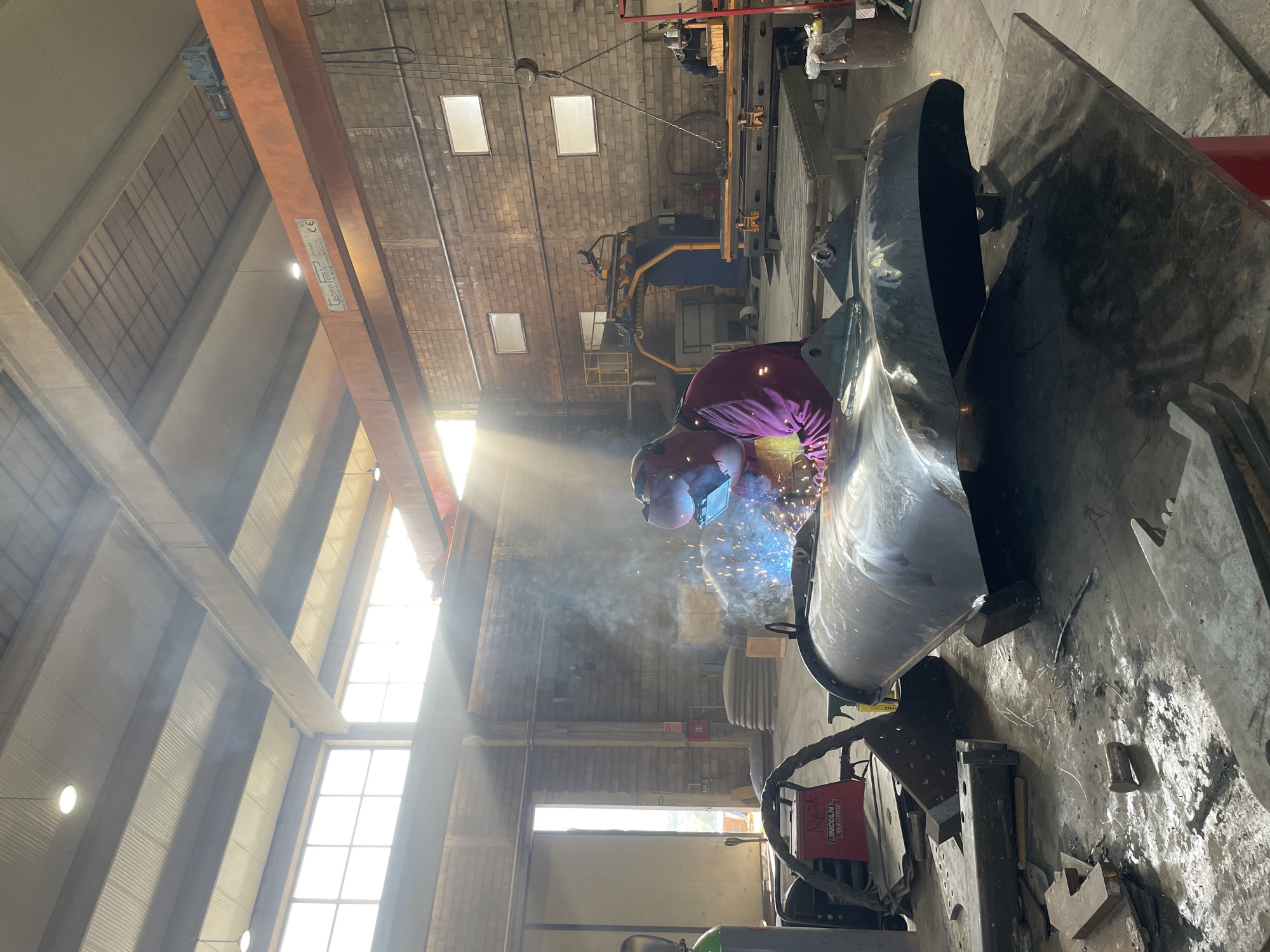 Industrial welding operation underway in Tomba, Montenegro facility