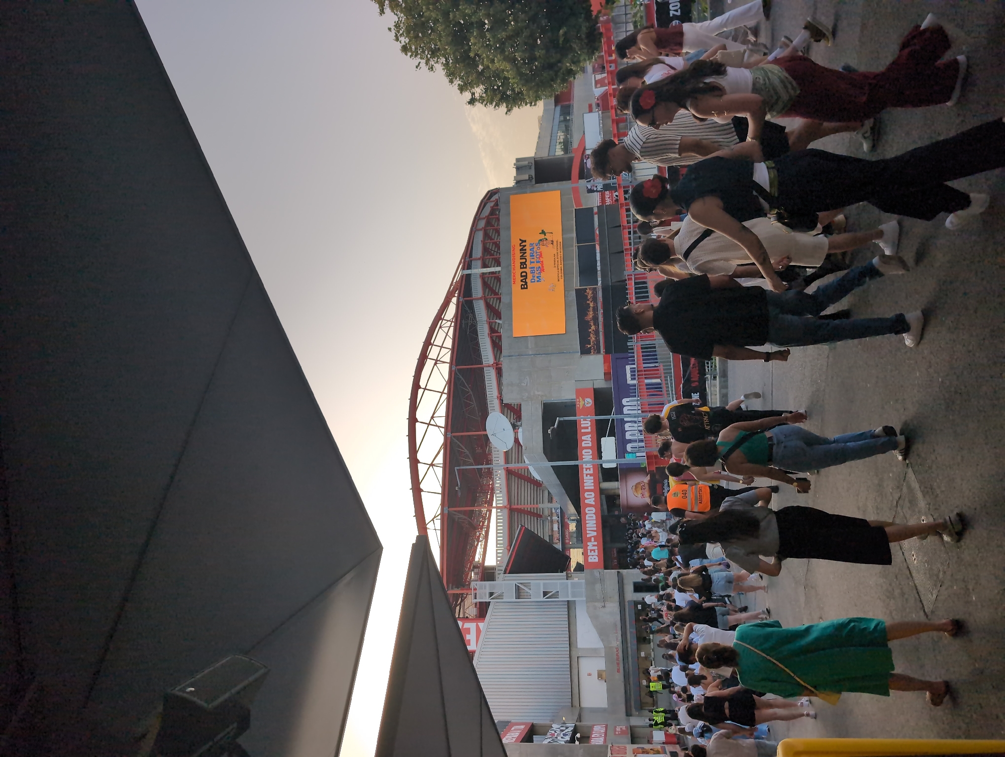 Evening crowd gathers outside Estádio da Luz in Lisbon