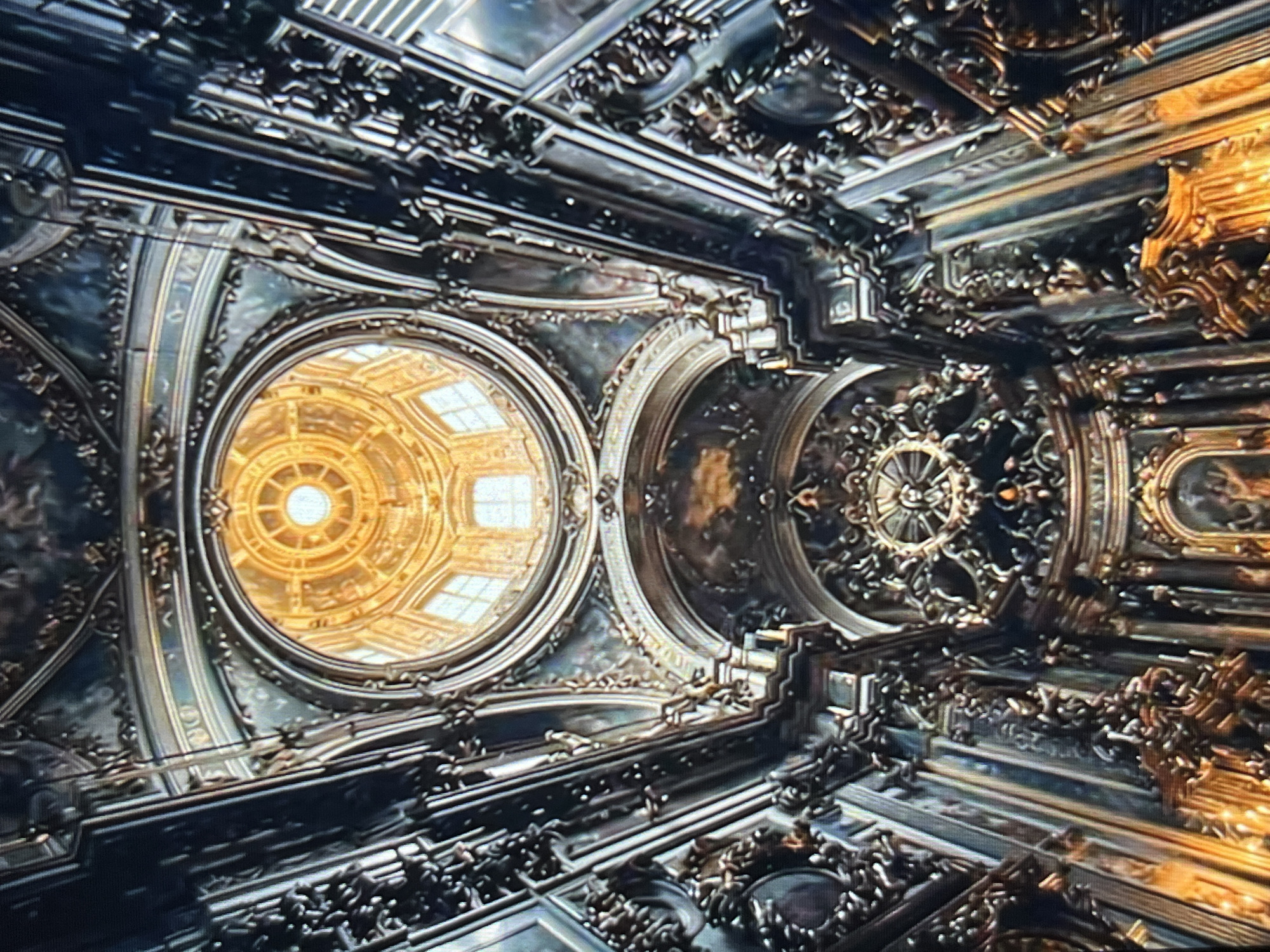 Religious artwork and ornate ceiling documented in Tinaquillo church