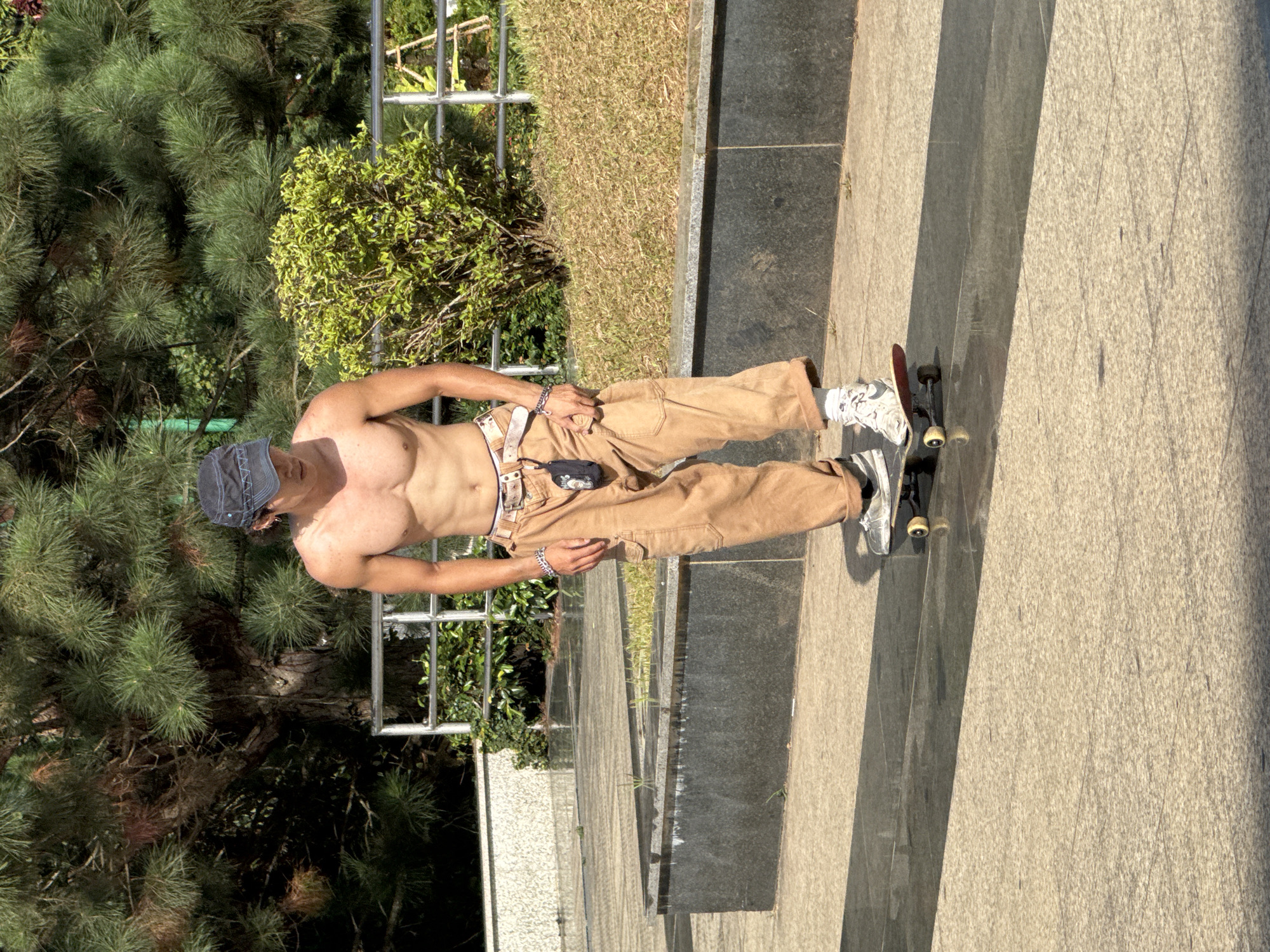 Young man skateboarding in Da Lat, Vietnam morning session