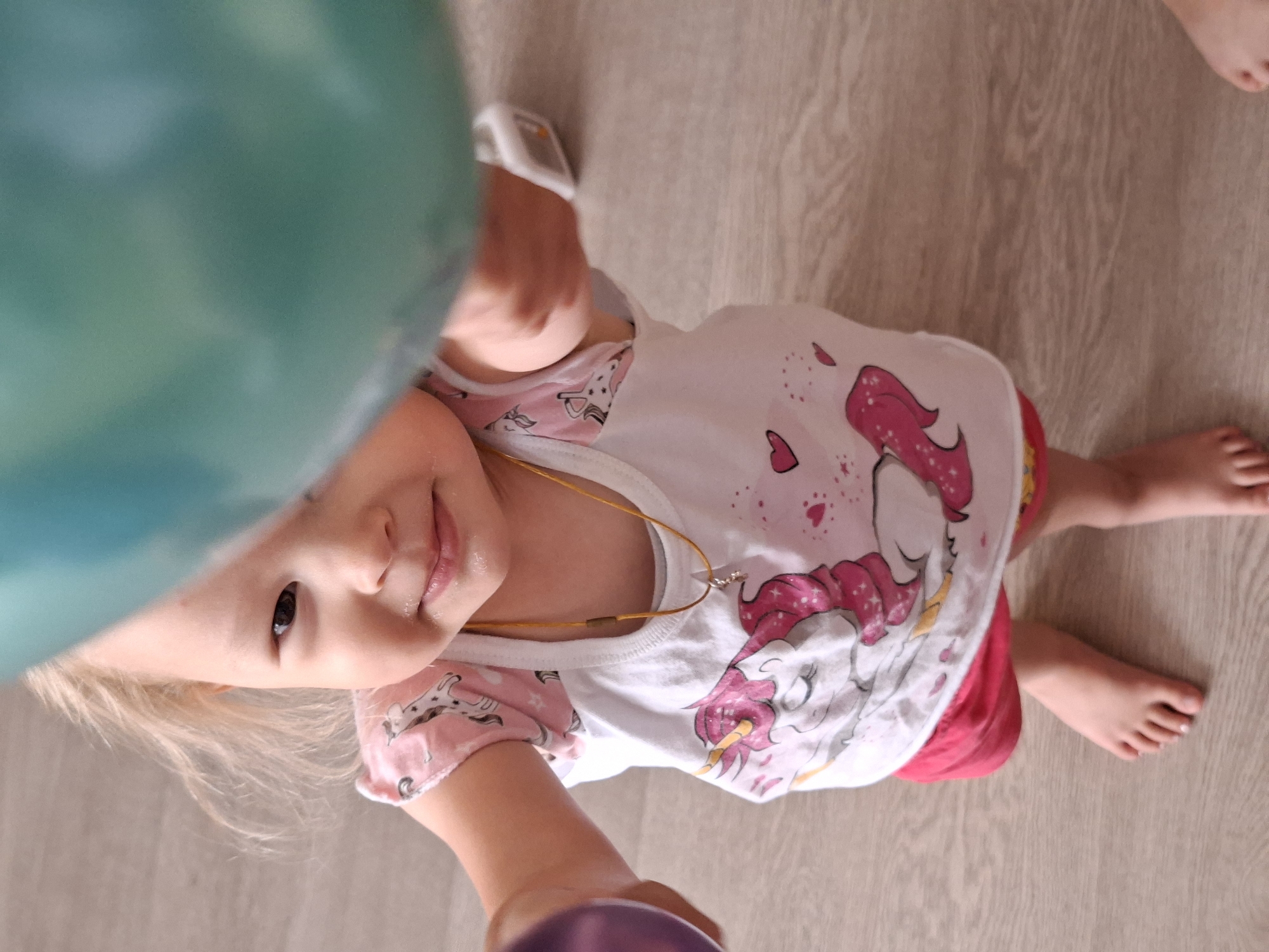 Toy excavator and indoor playtime, morning of August 5th