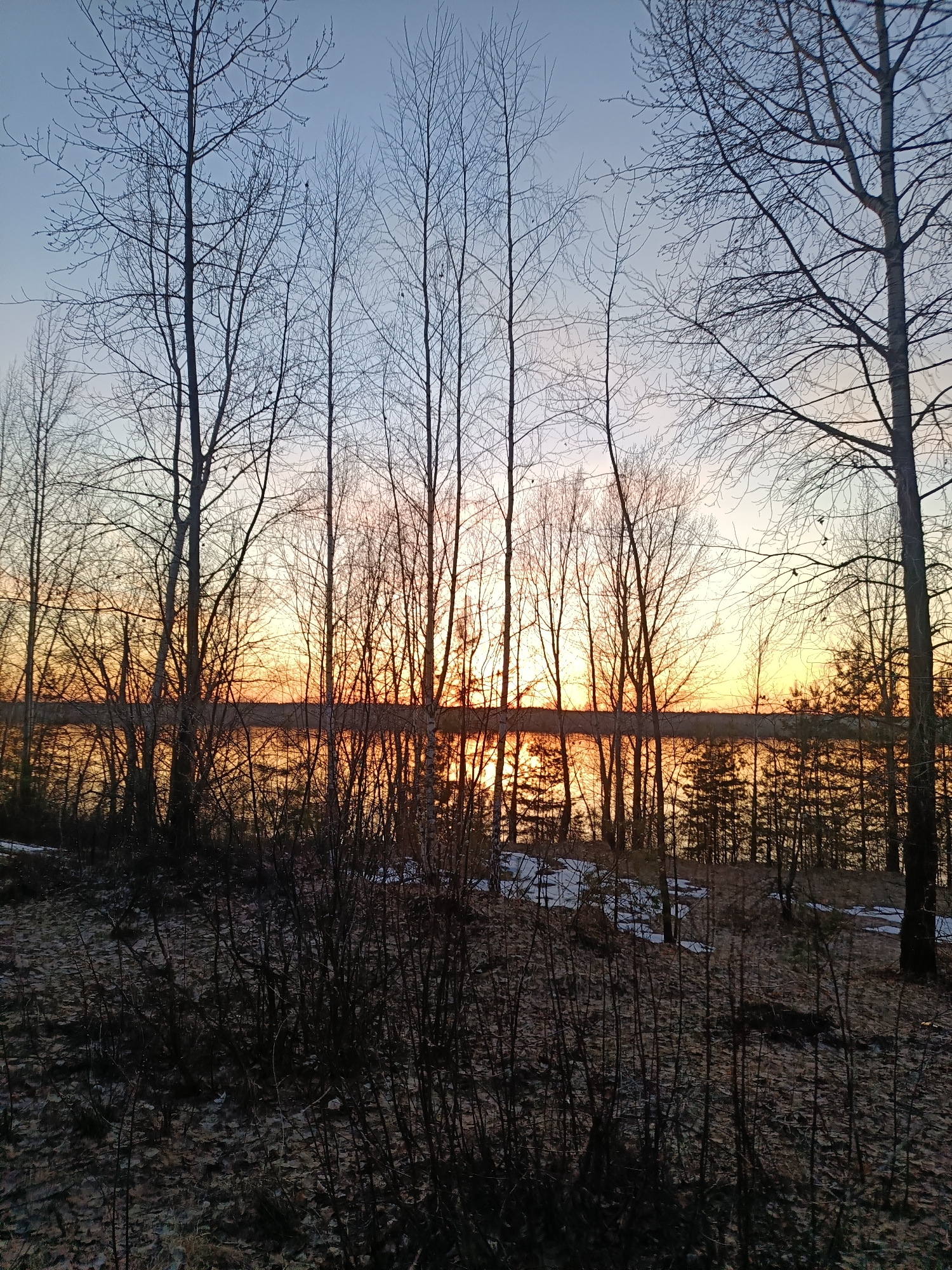 Sunset documented over Kama River in Chaikovsky, Russia